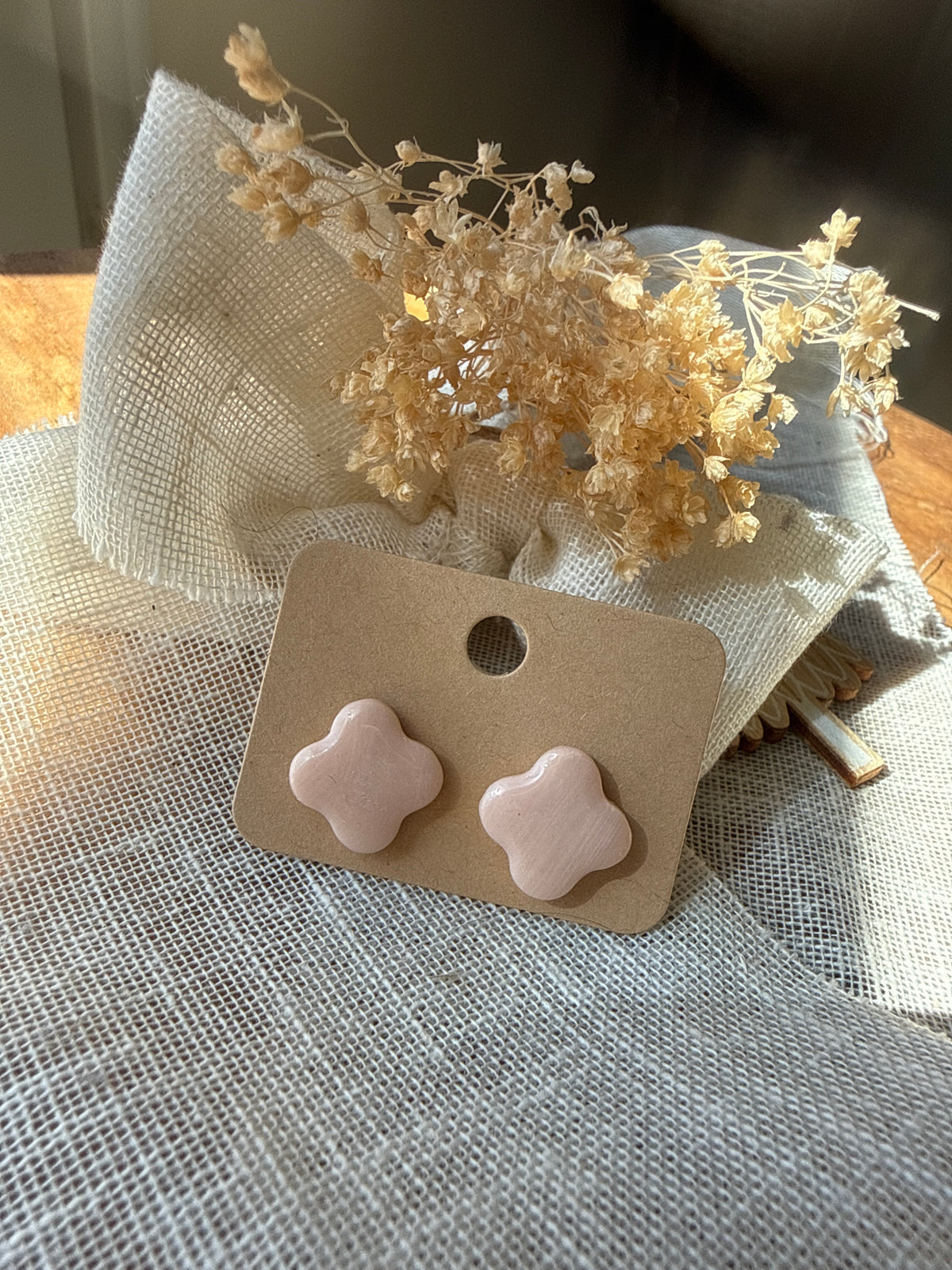 Puces d'oreilles Pampilles "Romy" Rose Pastel