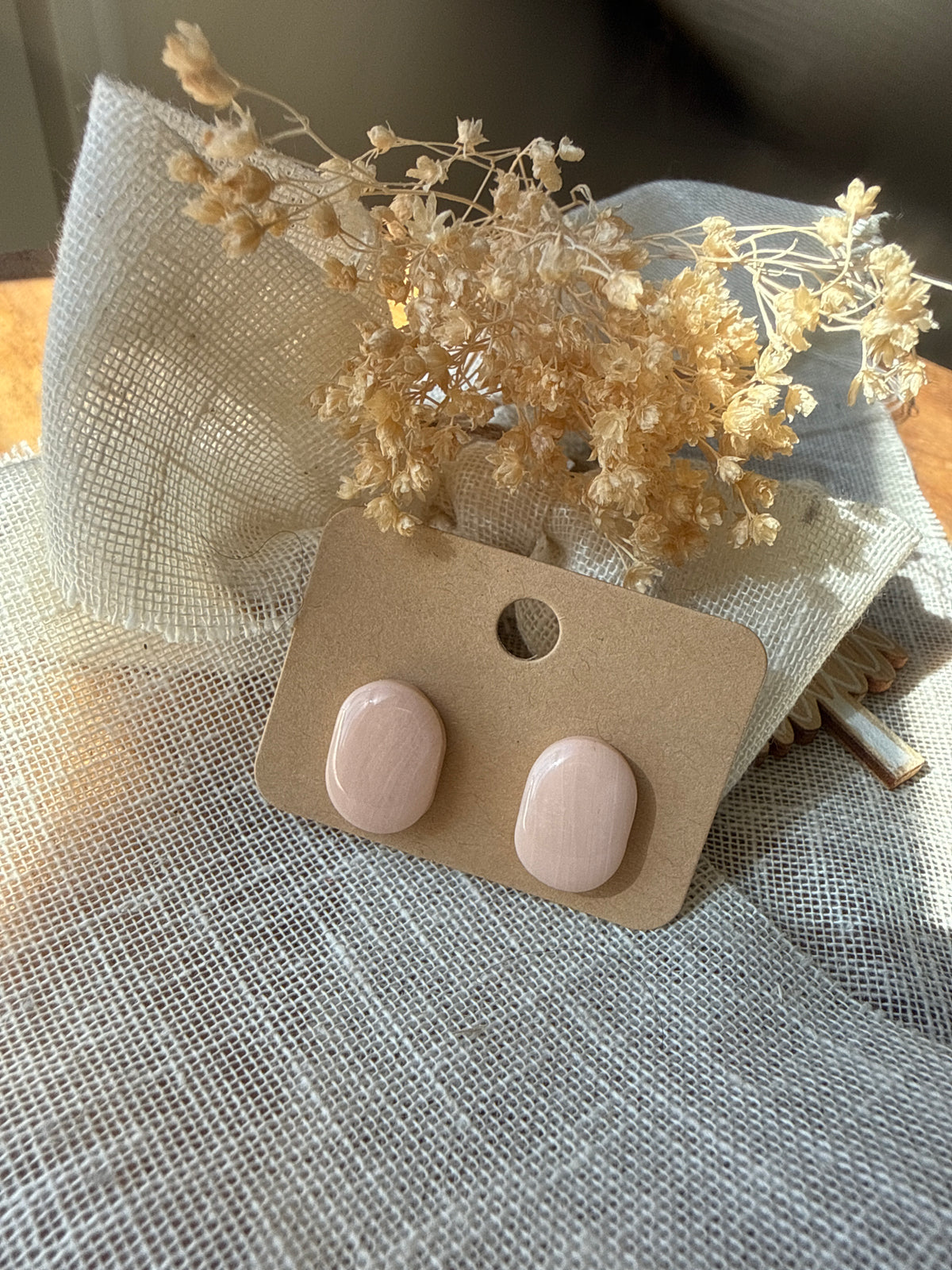 Puces d'oreilles Pampilles "Agathe" Rose Pastel