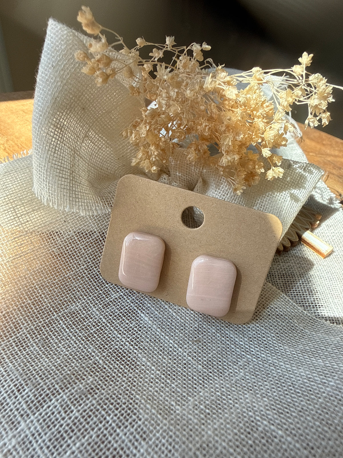 Puces d'oreilles Pampilles "Amélia" Rose Pastel