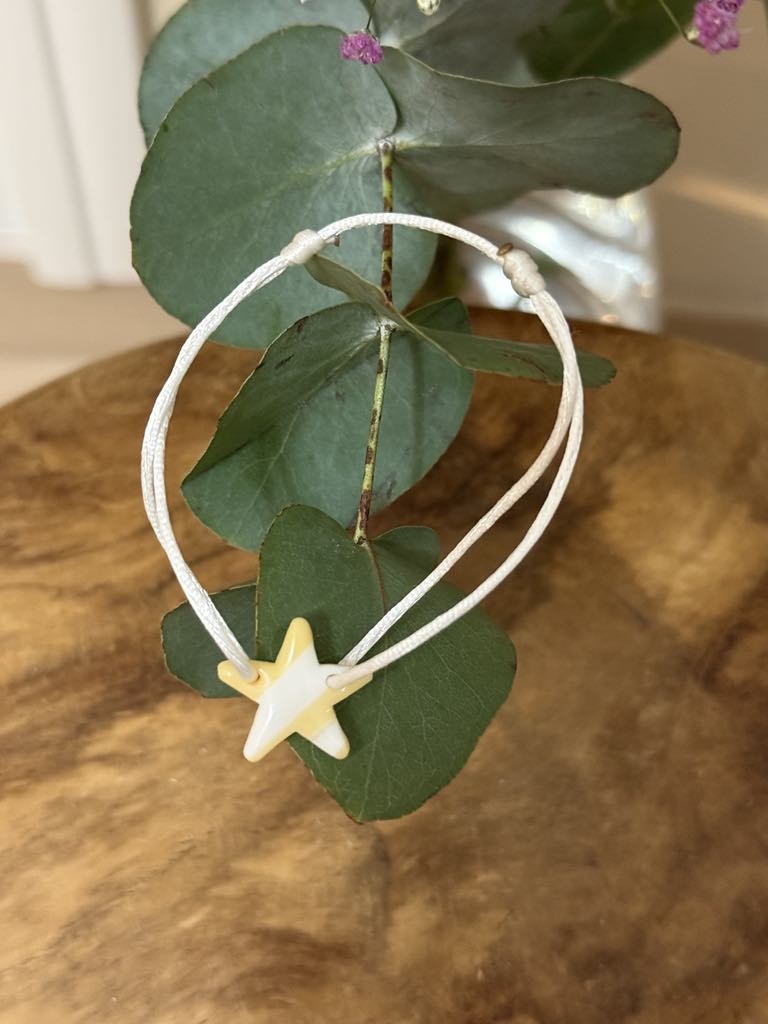 Bracelet "Laureen" Marinière Jaune et Blanc