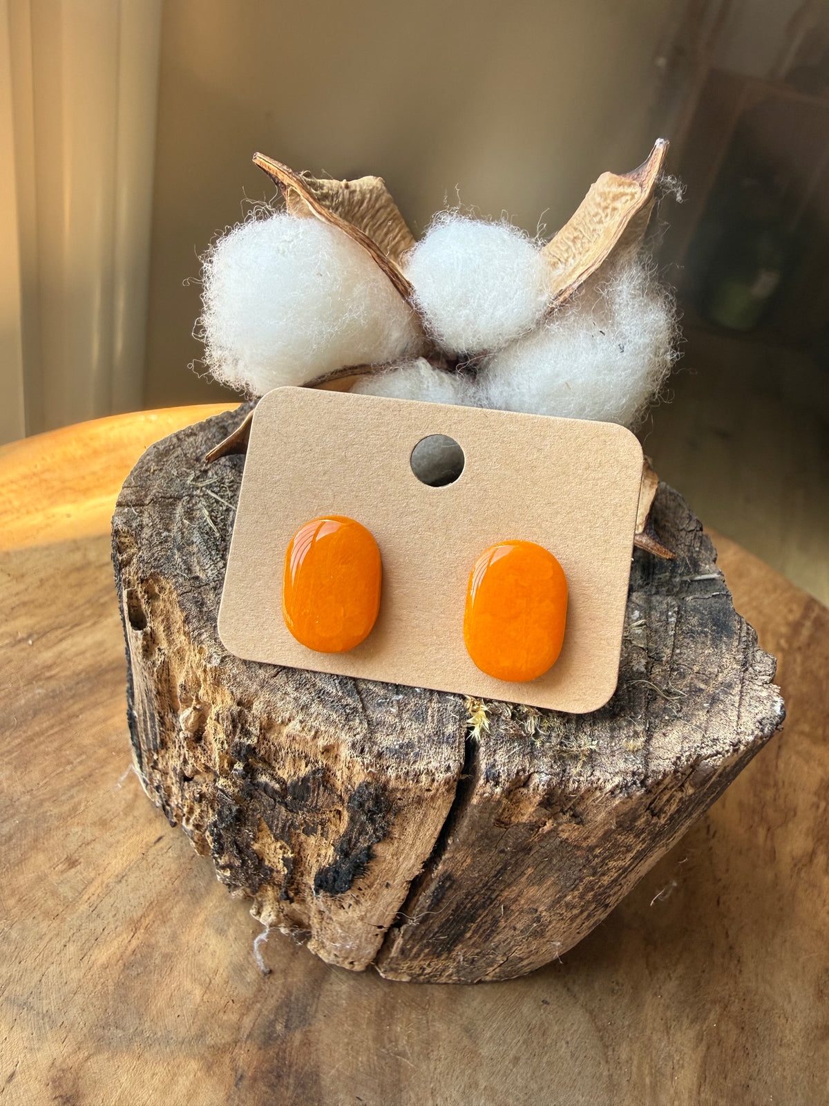 Puces d'oreilles Pampilles "Agathe" Citrouille