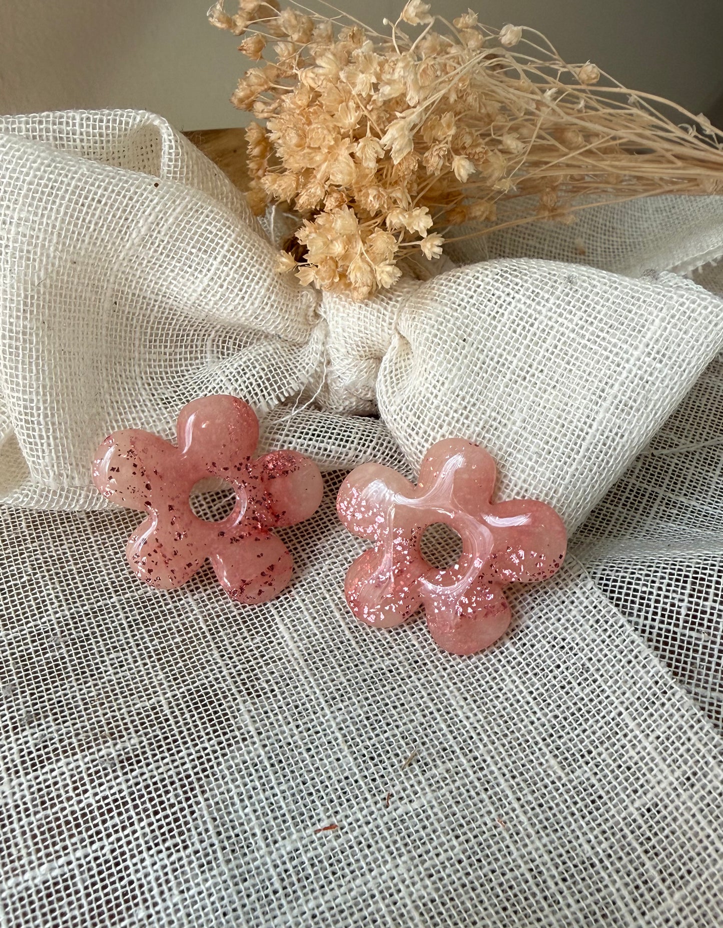 Mystère – Pampilles translucide feuille d'or rose