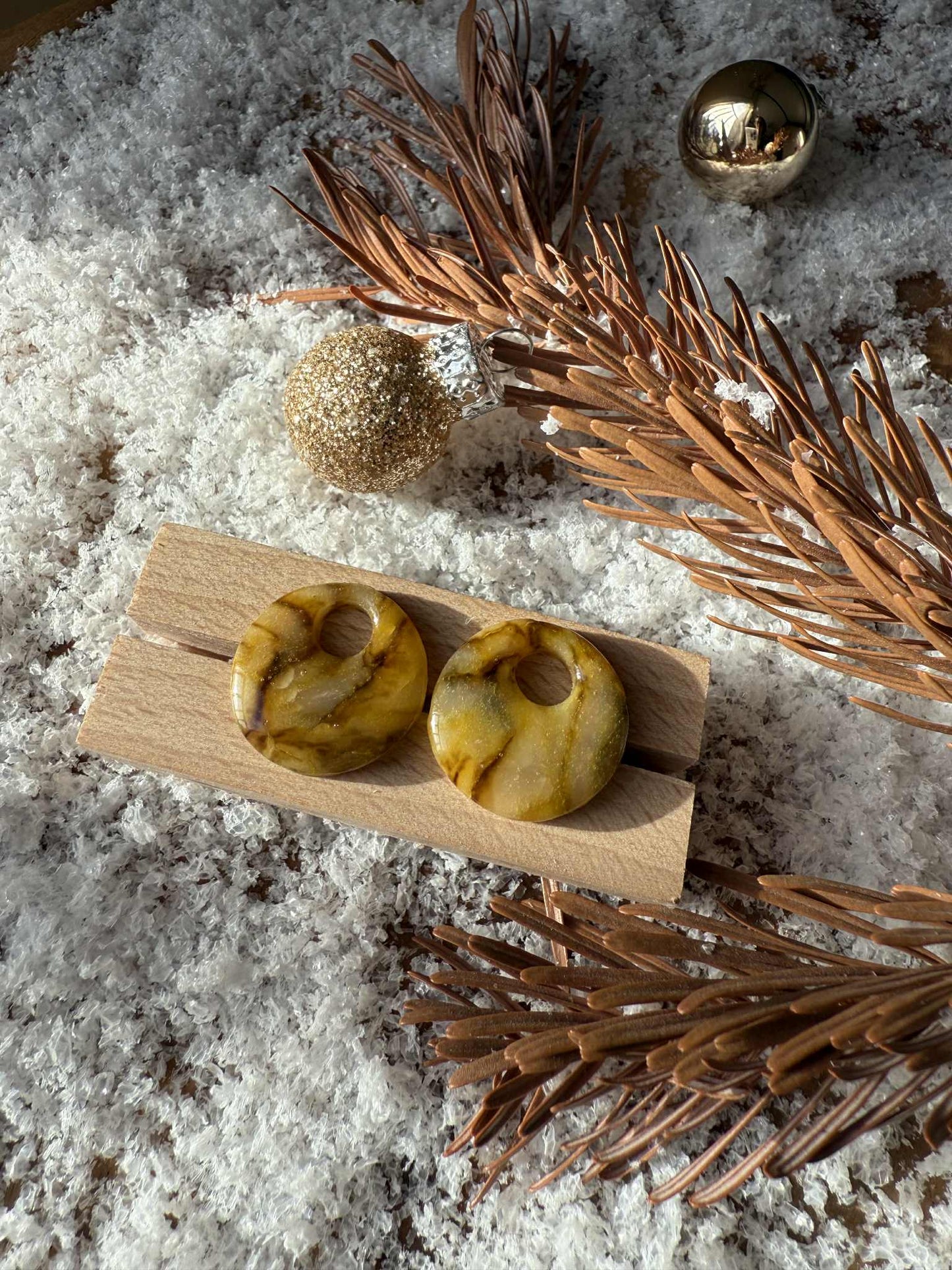 Pampilles "Eulalie" marbré translucide jaune/vert