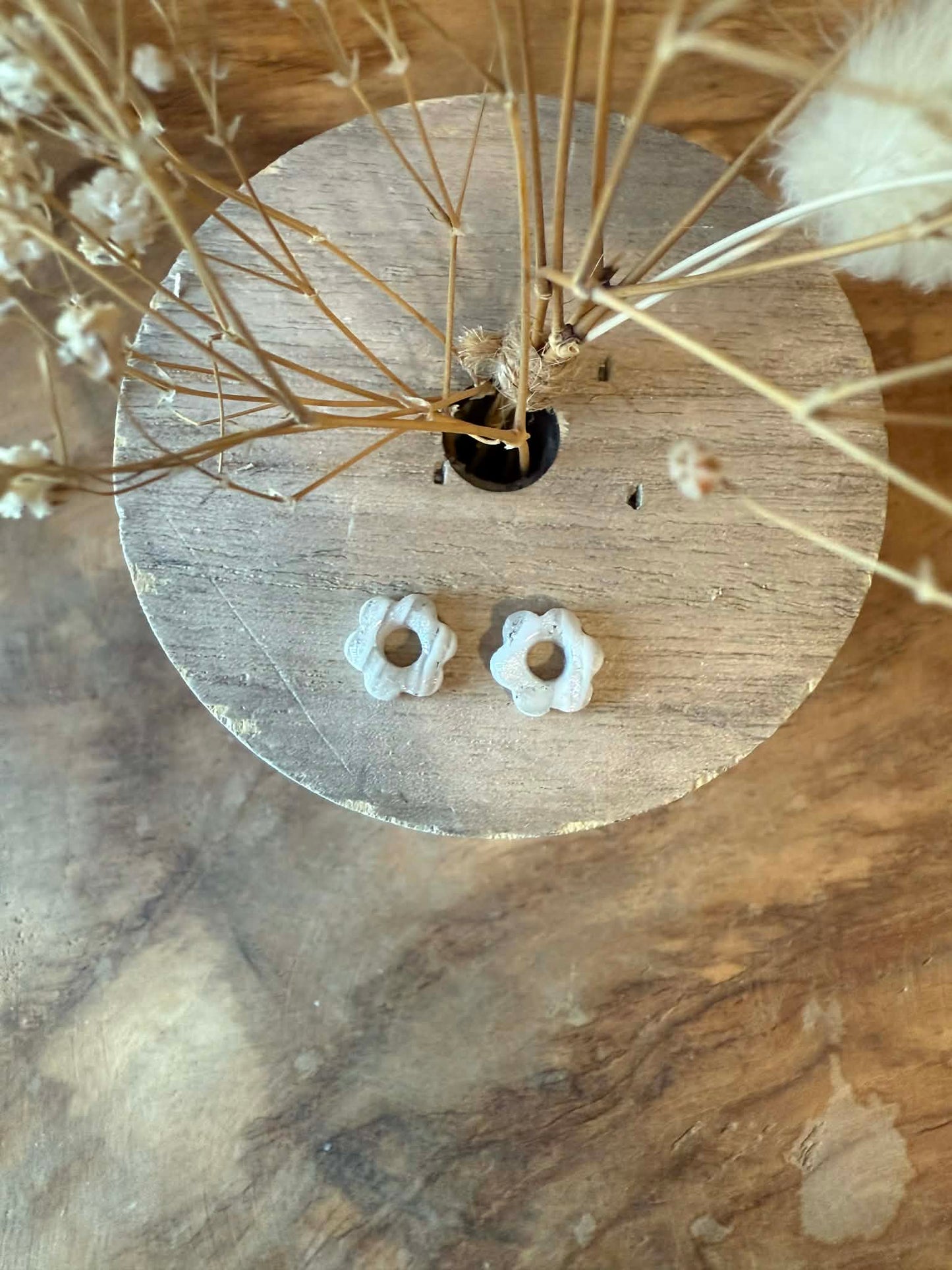 Ultra Mini pampilles "Romane" marbré nacré blanc et feuille d'argent