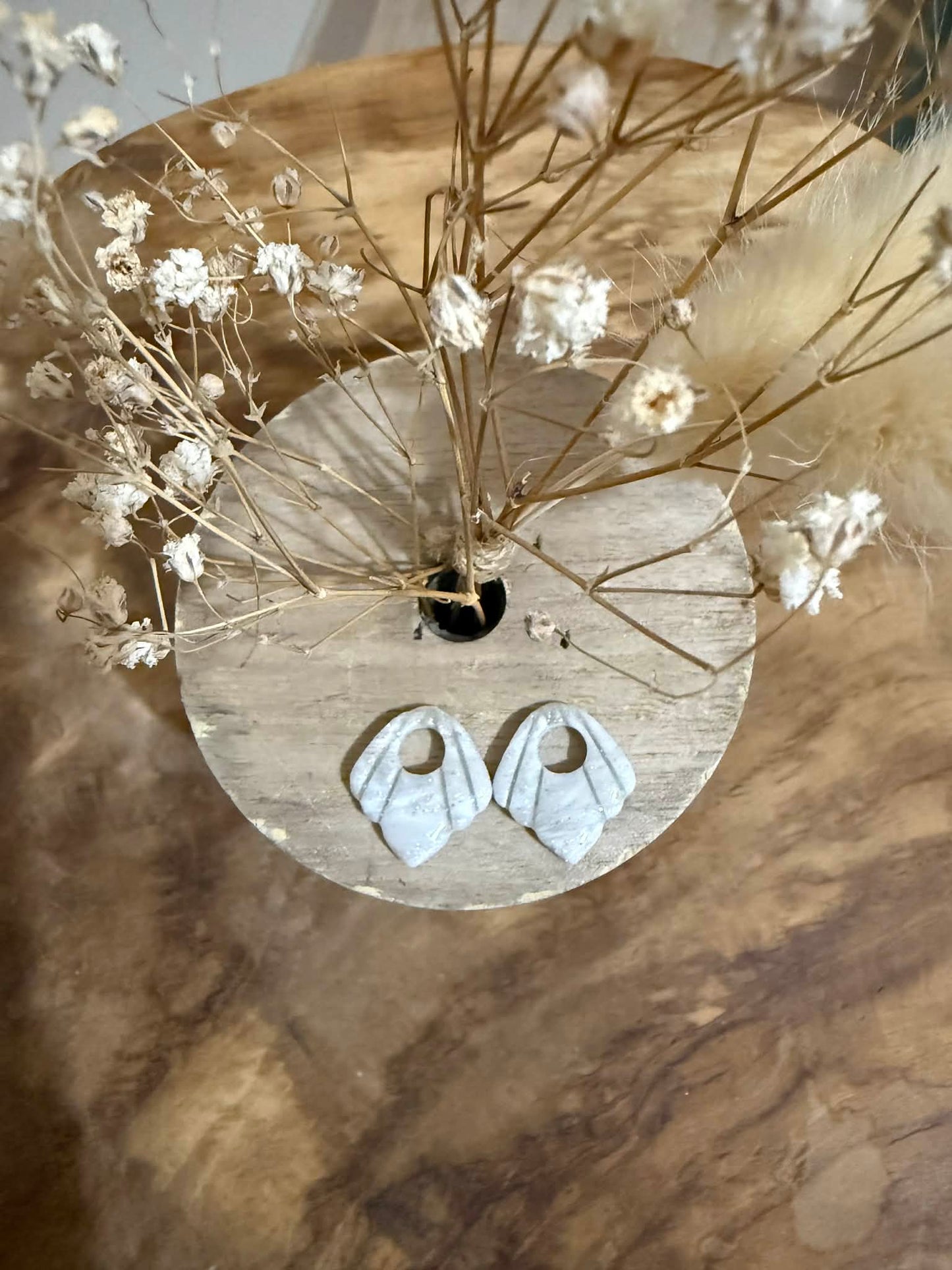 Mini Pampilles "Sofia" marbré nacré & feuille argent