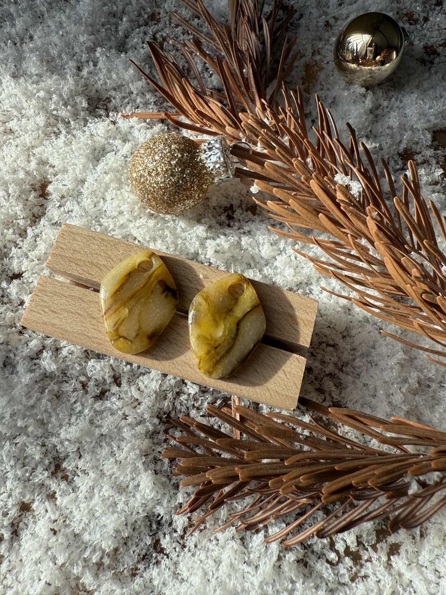 Pampilles "Amandine" marbré translucide jaune/vert