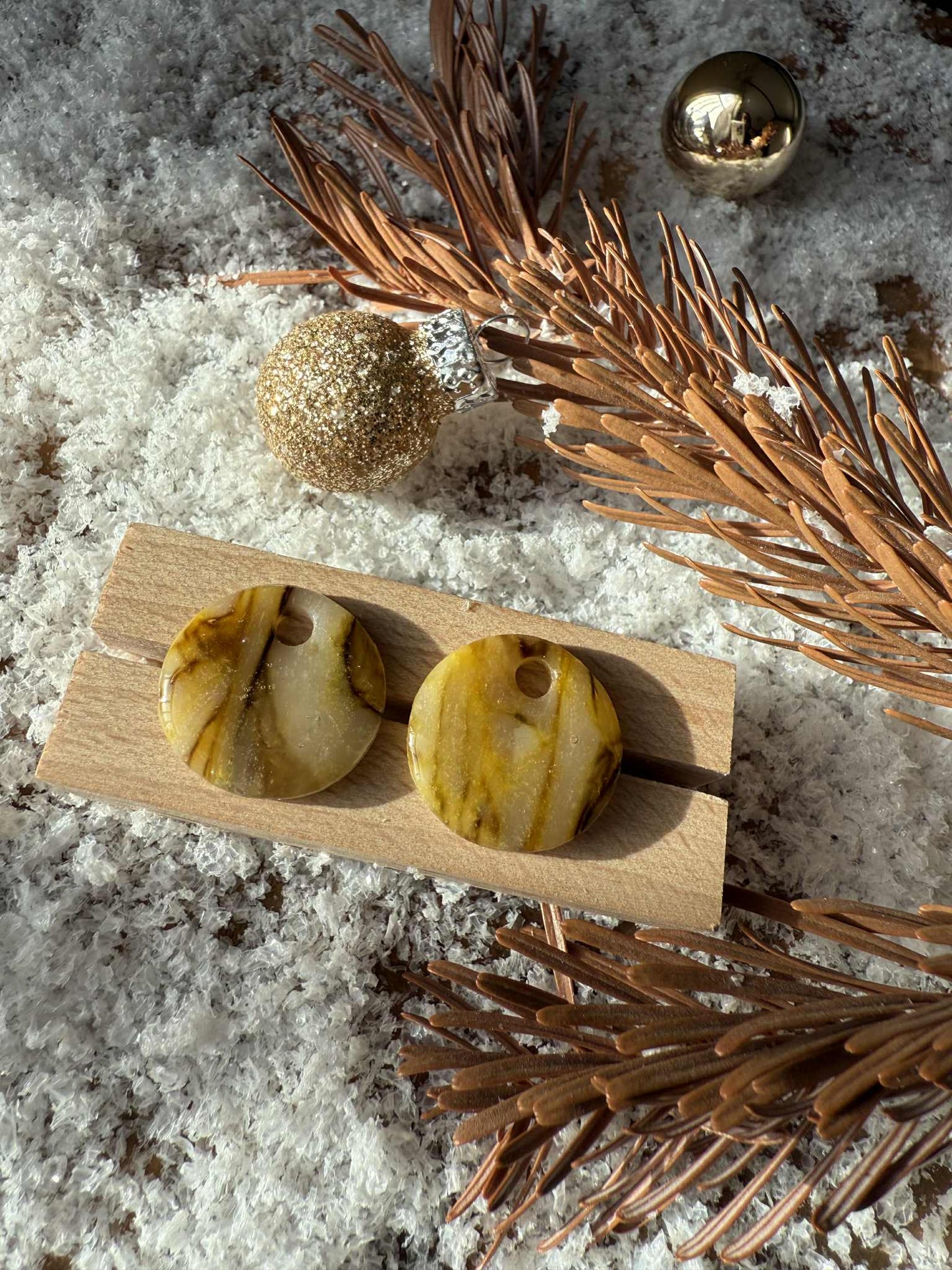 Pampilles "Eulalie" marbré translucide jaune/vert