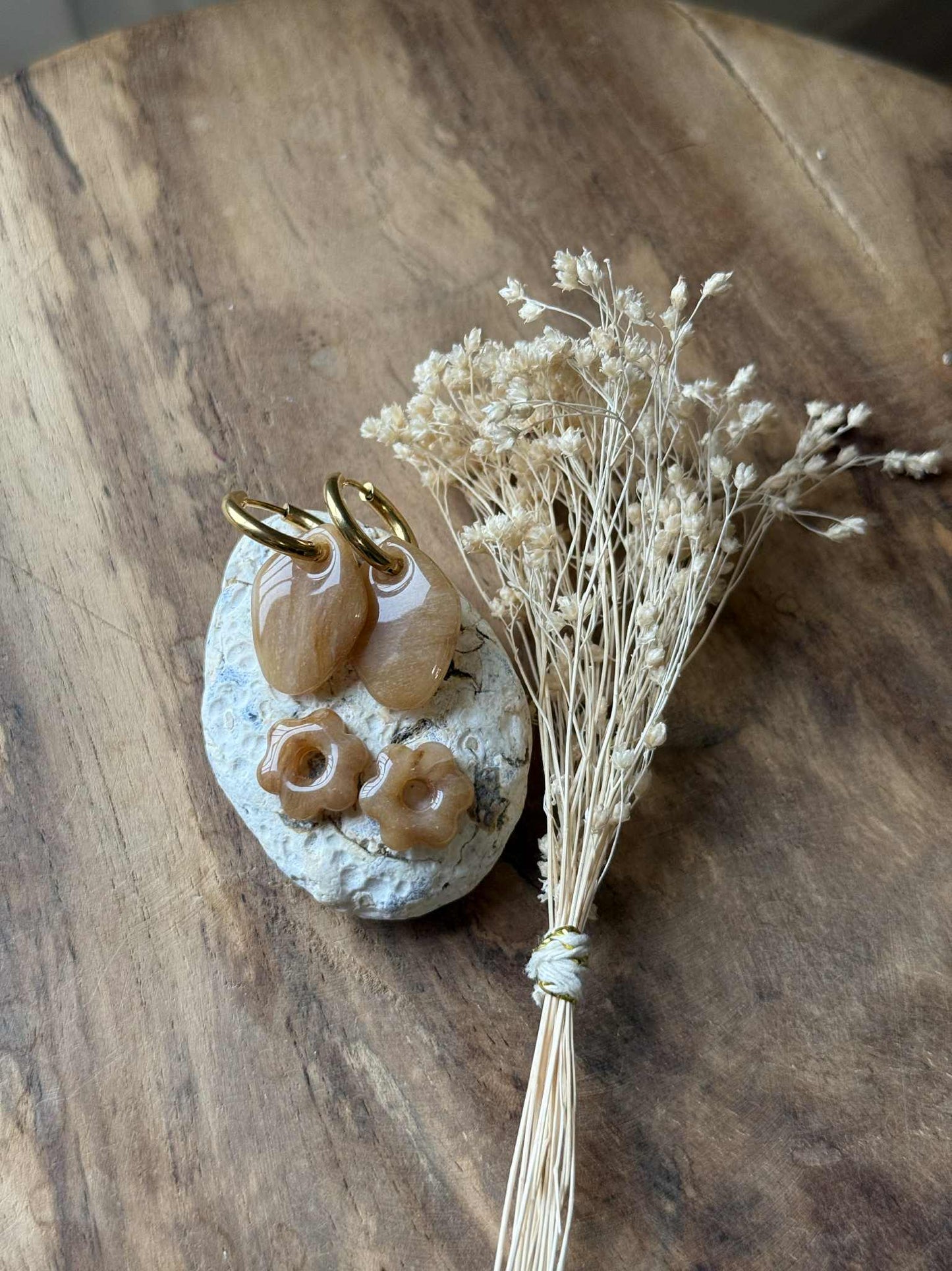 Coffret Amandine & Mini Romane miel caramel cristal (créoles incluses)