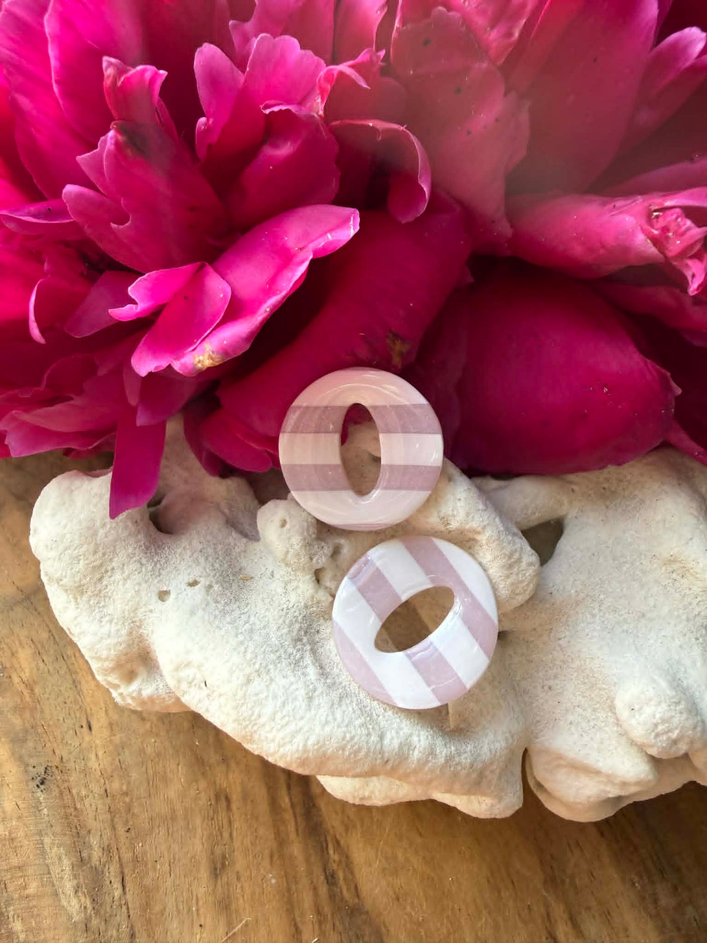 Pampilles "Christine" marinière blanc & quartz rose