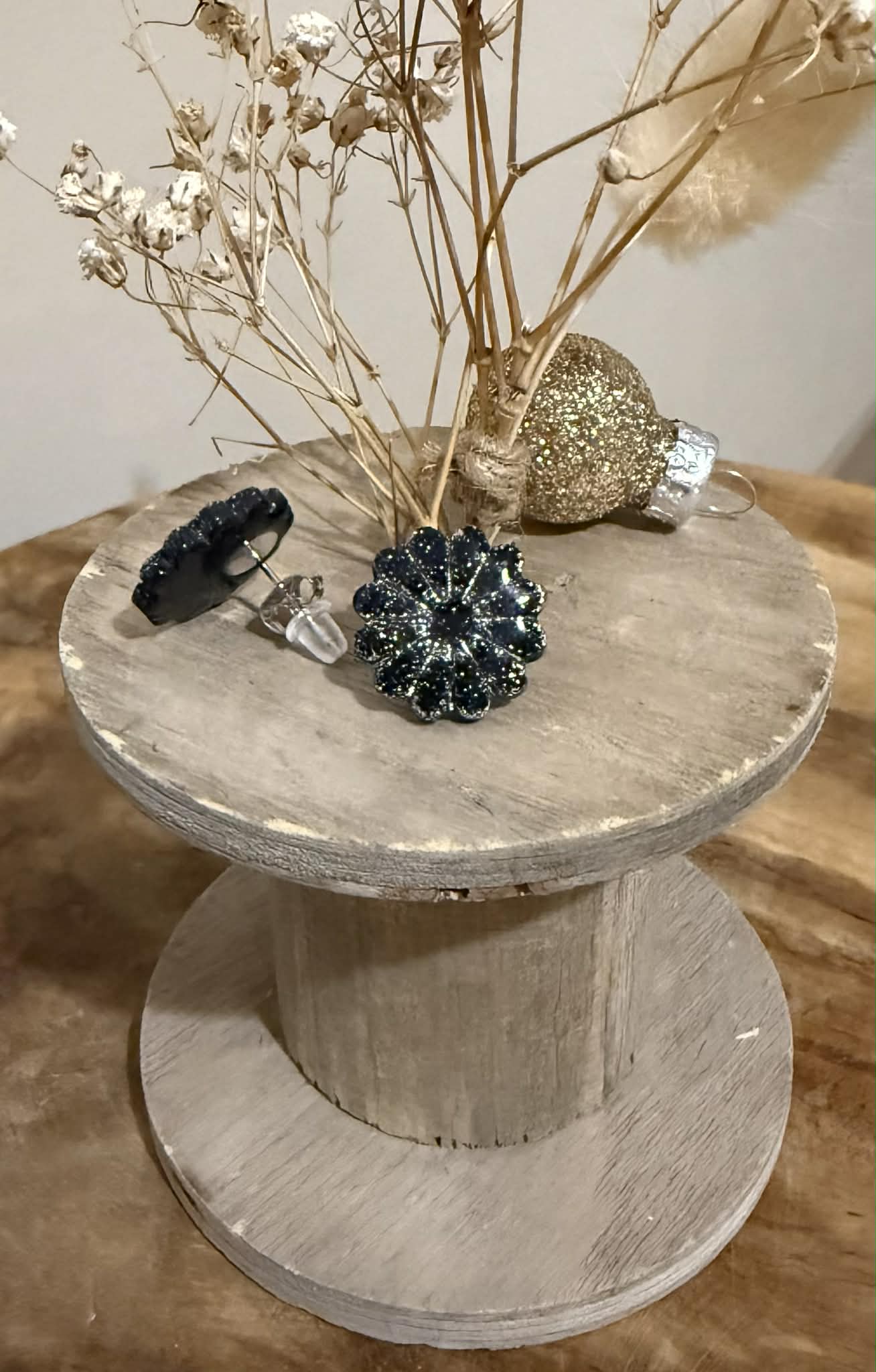 Puces d’oreilles « Laura » – Noires Or ou Argent