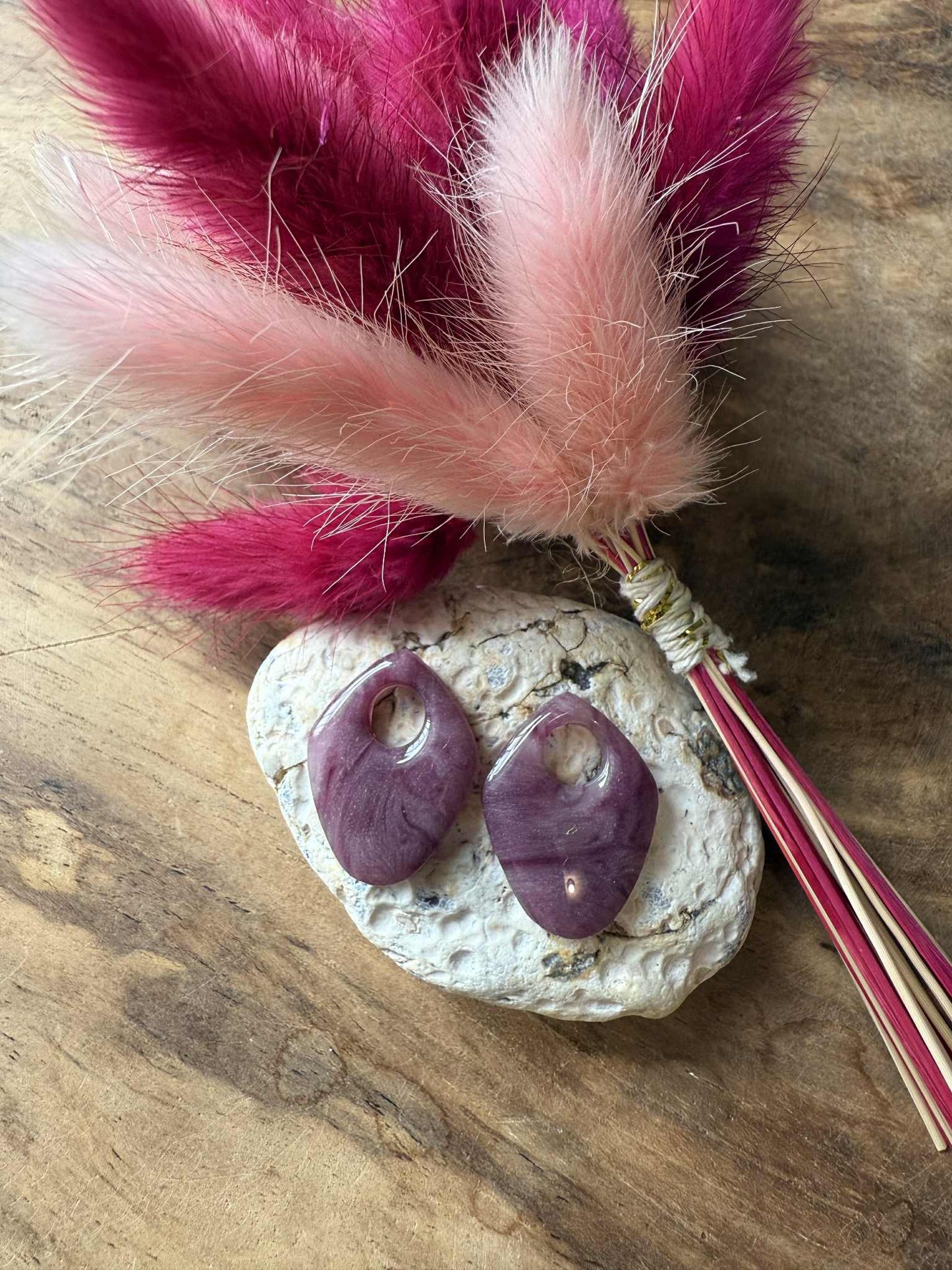 Pampilles "Amandine"marbré aubergine translucide