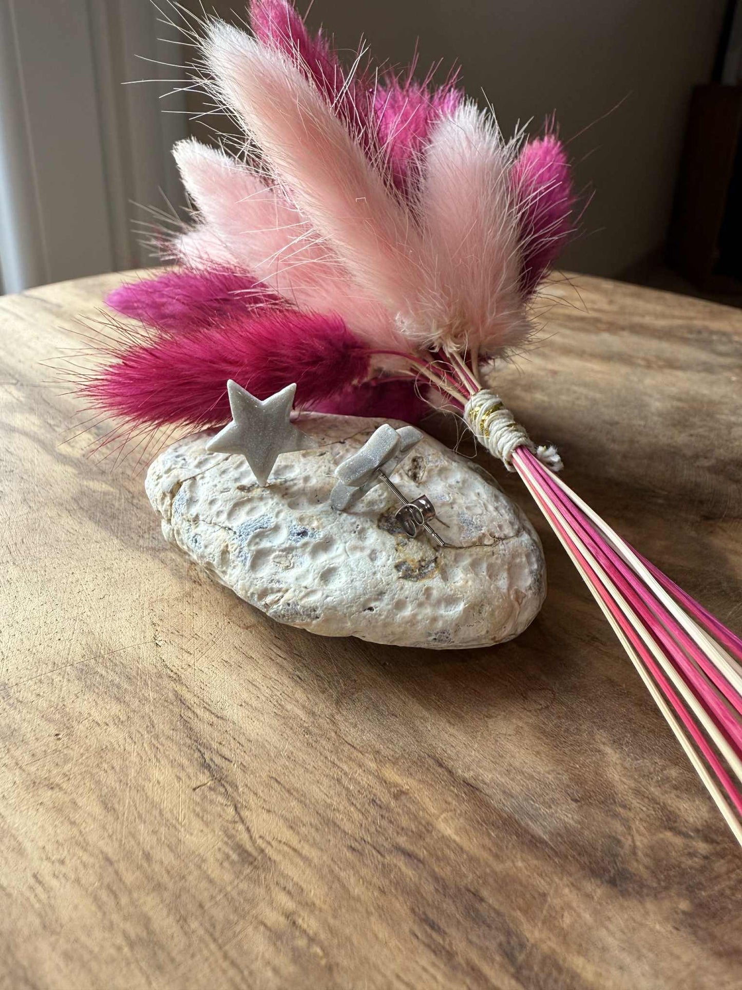 Puces d'oreilles Mini "Laureen" marbré argenté