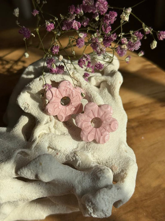Pampilles "Lisa" Rose pâle effet texturé