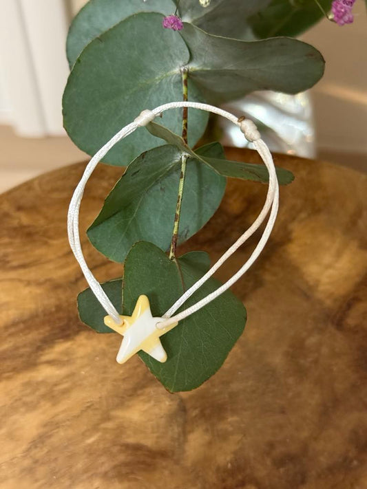 Bracelet "Laureen" Marinière Jaune et Blanc