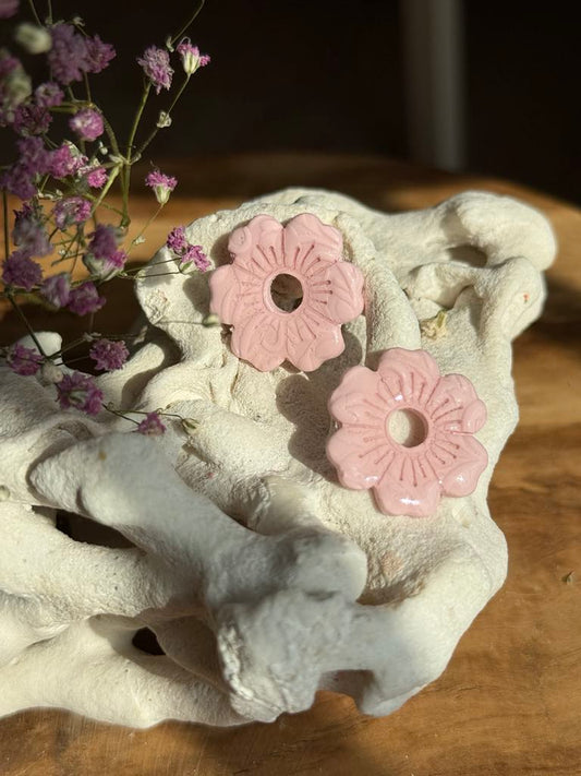 Pampilles "Betty" Rose pâle effet texturé