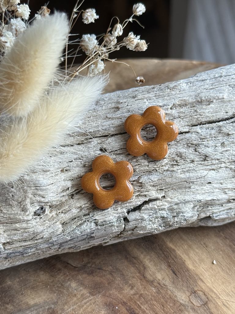 Pampilles "Jade" camel scintillant