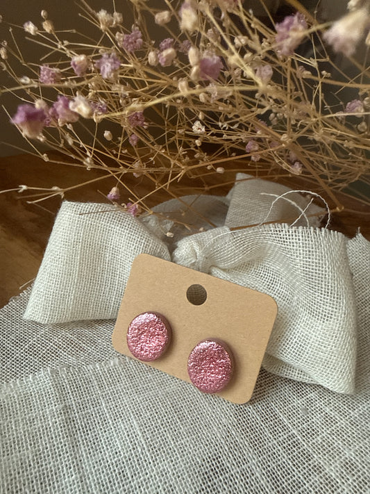 Puces d'oreilles Pampilles "Anna » Rose Glitter