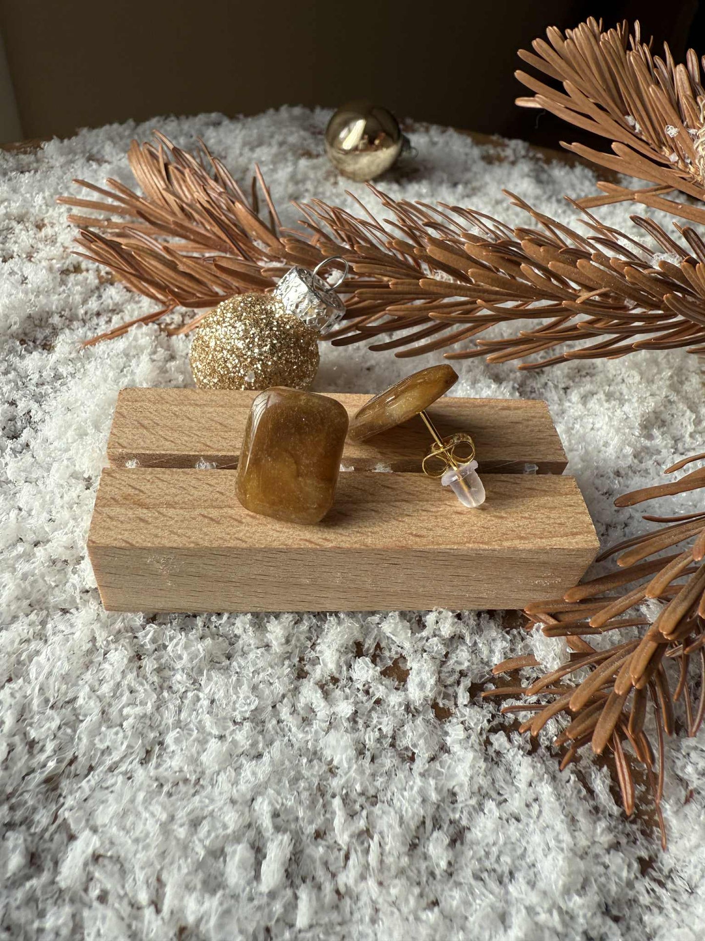 Puces d'oreilles Pampilles "Amélia" tortoise