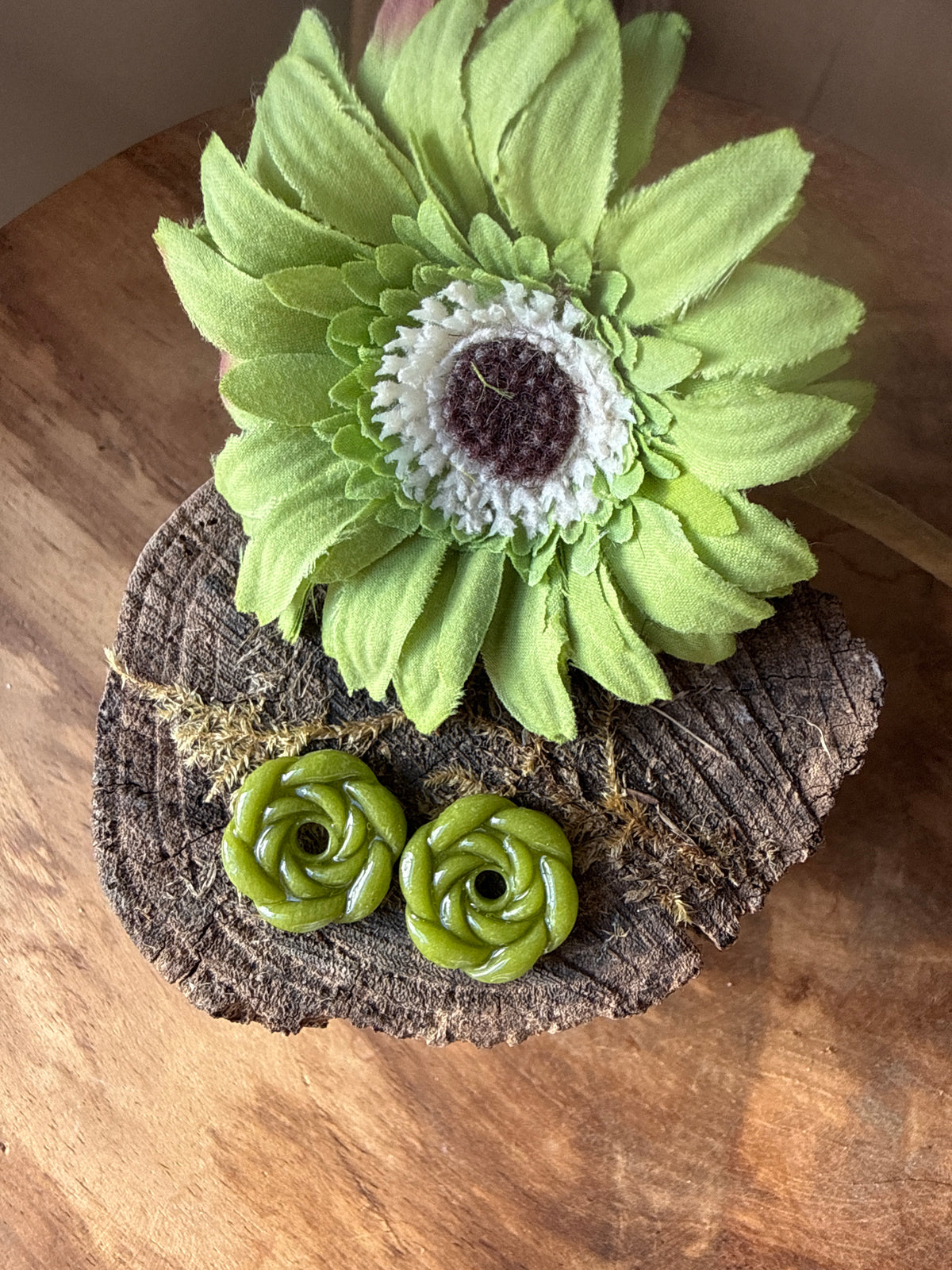 Pampilles "Rose" Vert Olive