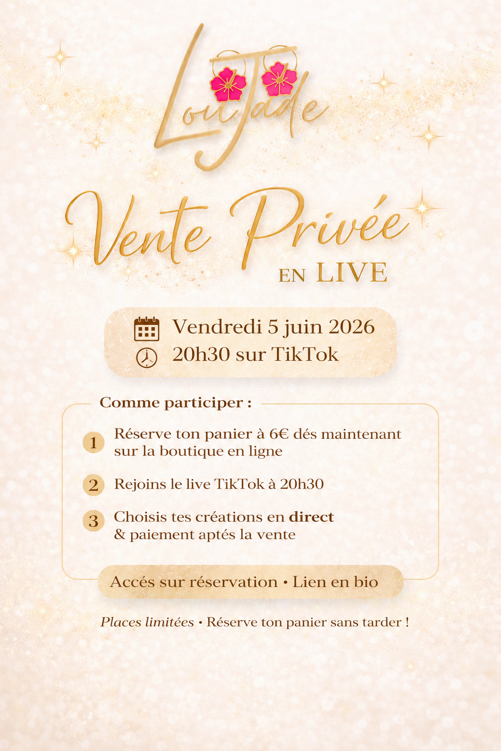 🌸 Accès Vente Privée en Live – LouJade 🌸