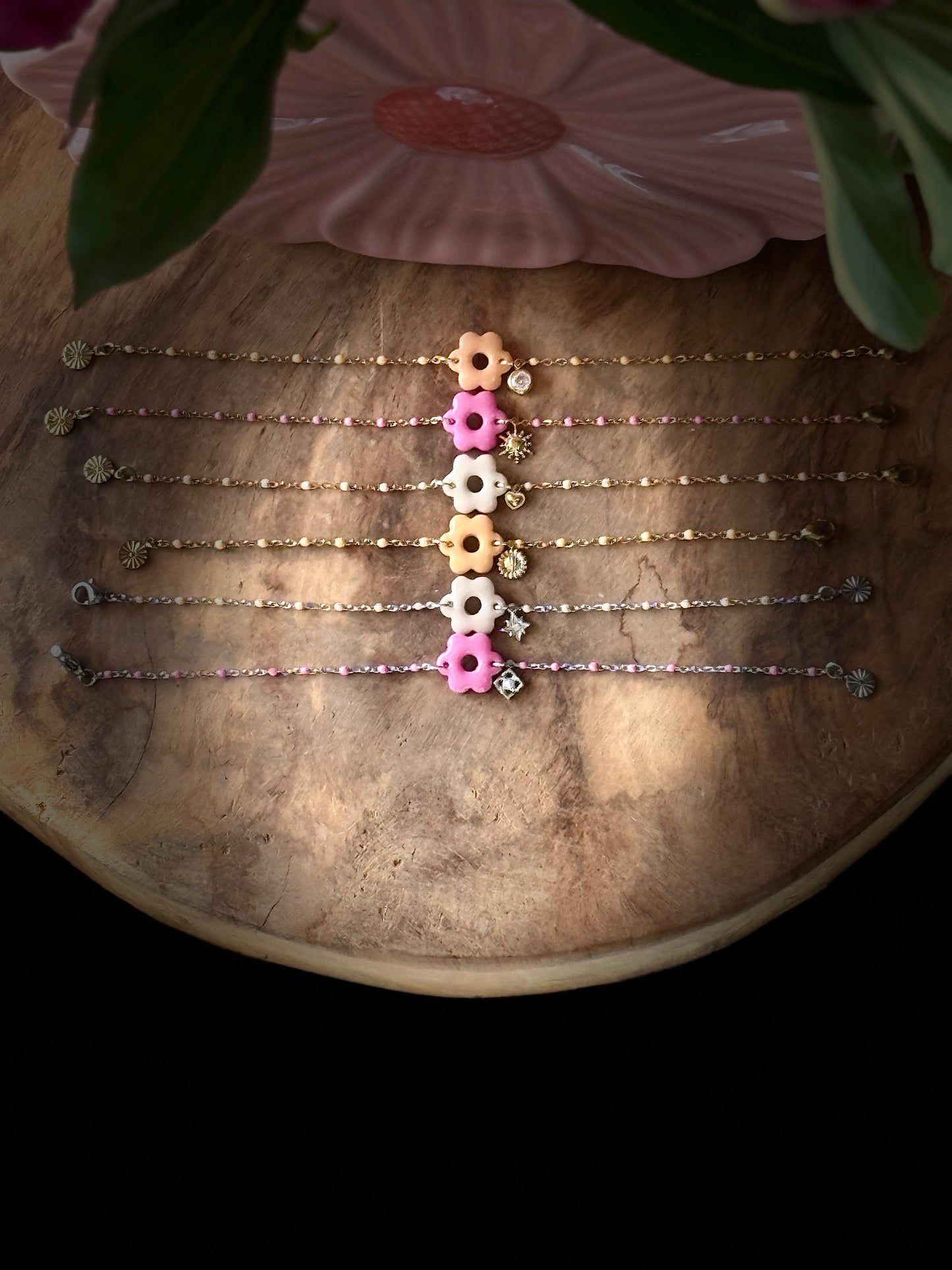 Bracelet "Lia" acier inoxydable & pampille pâte polymère - Faits Main