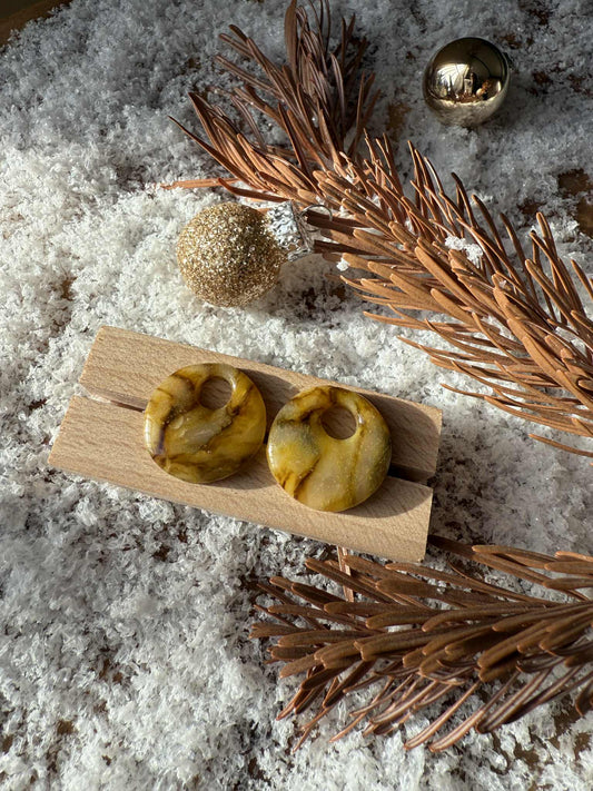 Pampilles "Eulalie" marbré translucide jaune/vert