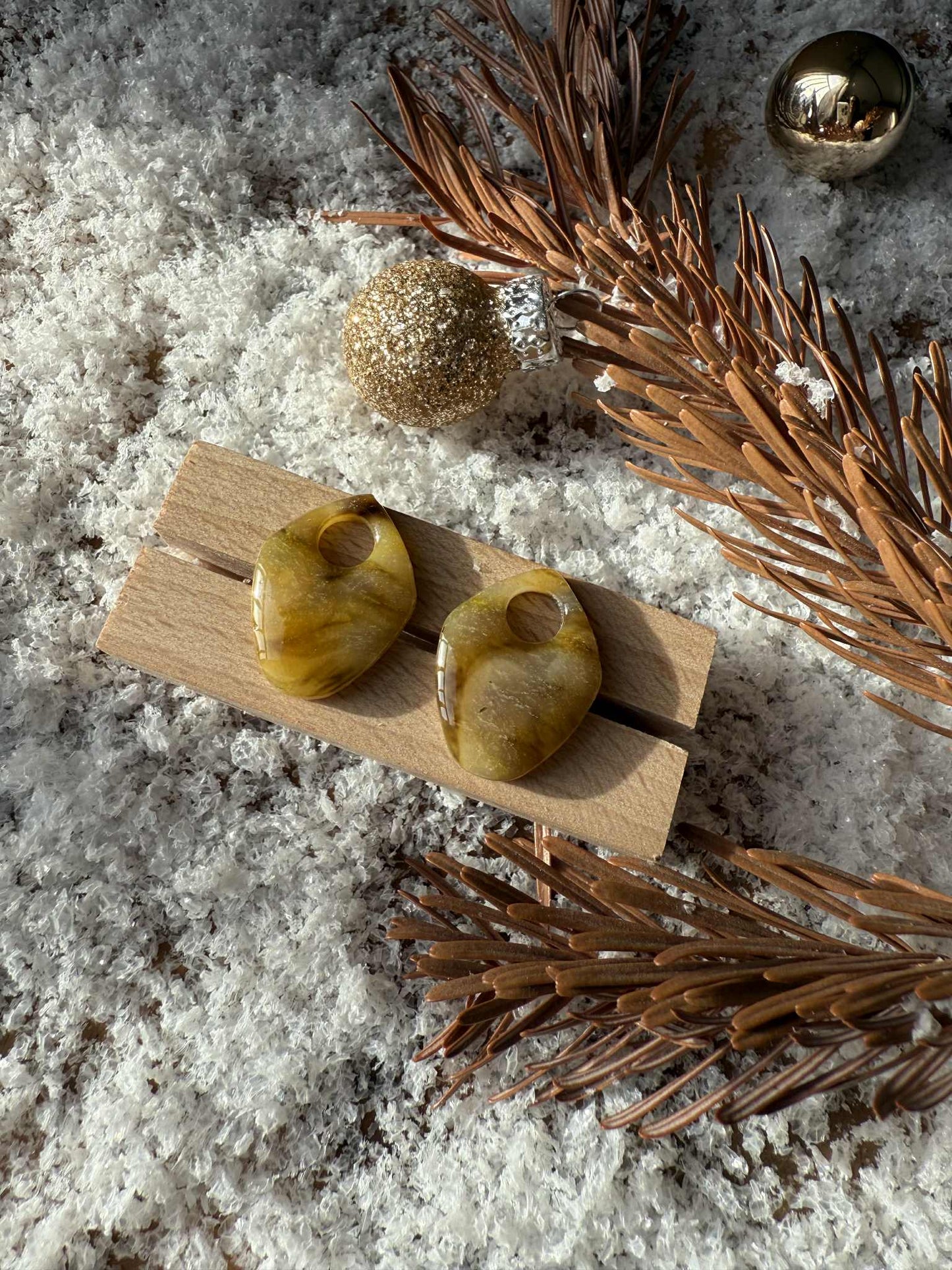 Pampilles "Amandine" marbré translucide jaune/vert