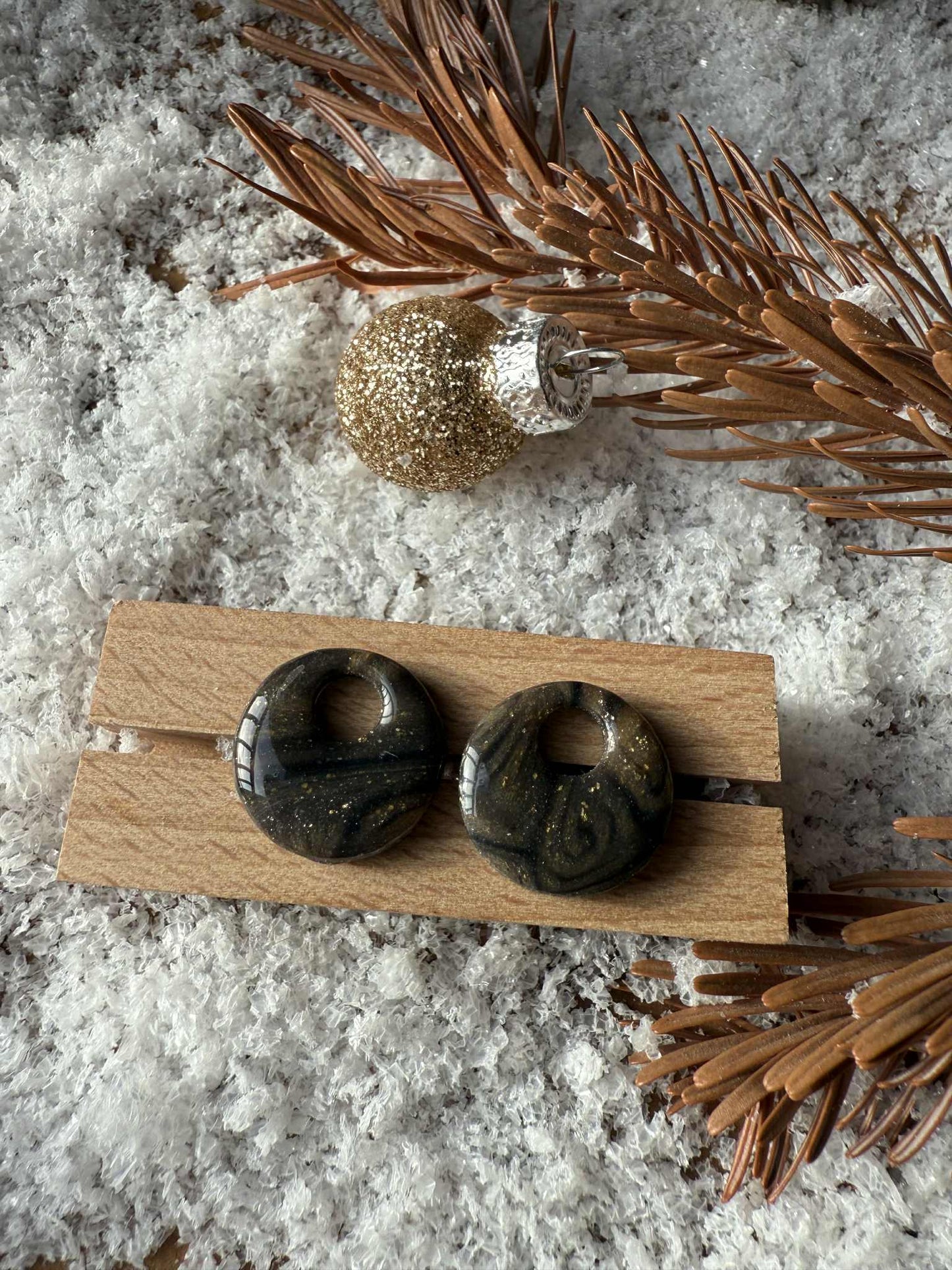 Pampilles "Eulalie" marbré taupe & paillettes