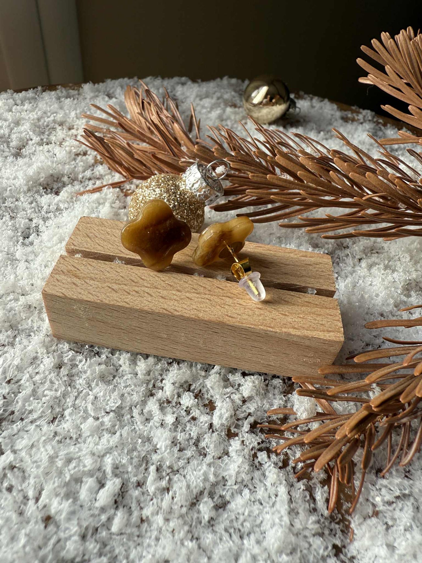 Puces d'oreilles Pampilles "Romy" tortoise