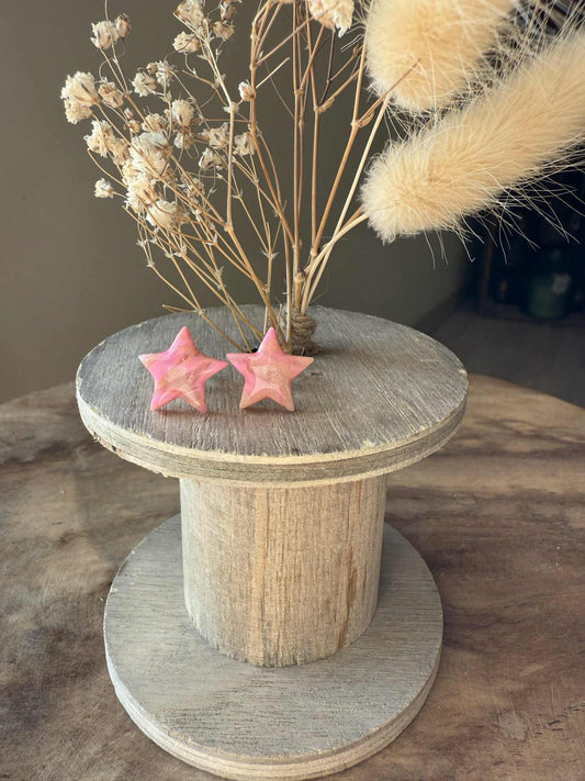 Puces d'oreilles Mini "Laureen" Octobre rose 🎀 translucide