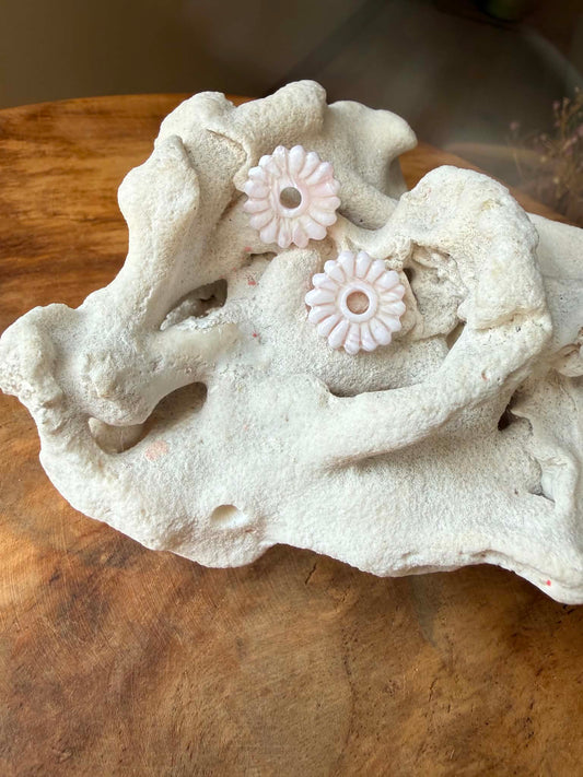 Petites Pampilles "Laura" marbré blanc & quartz rose