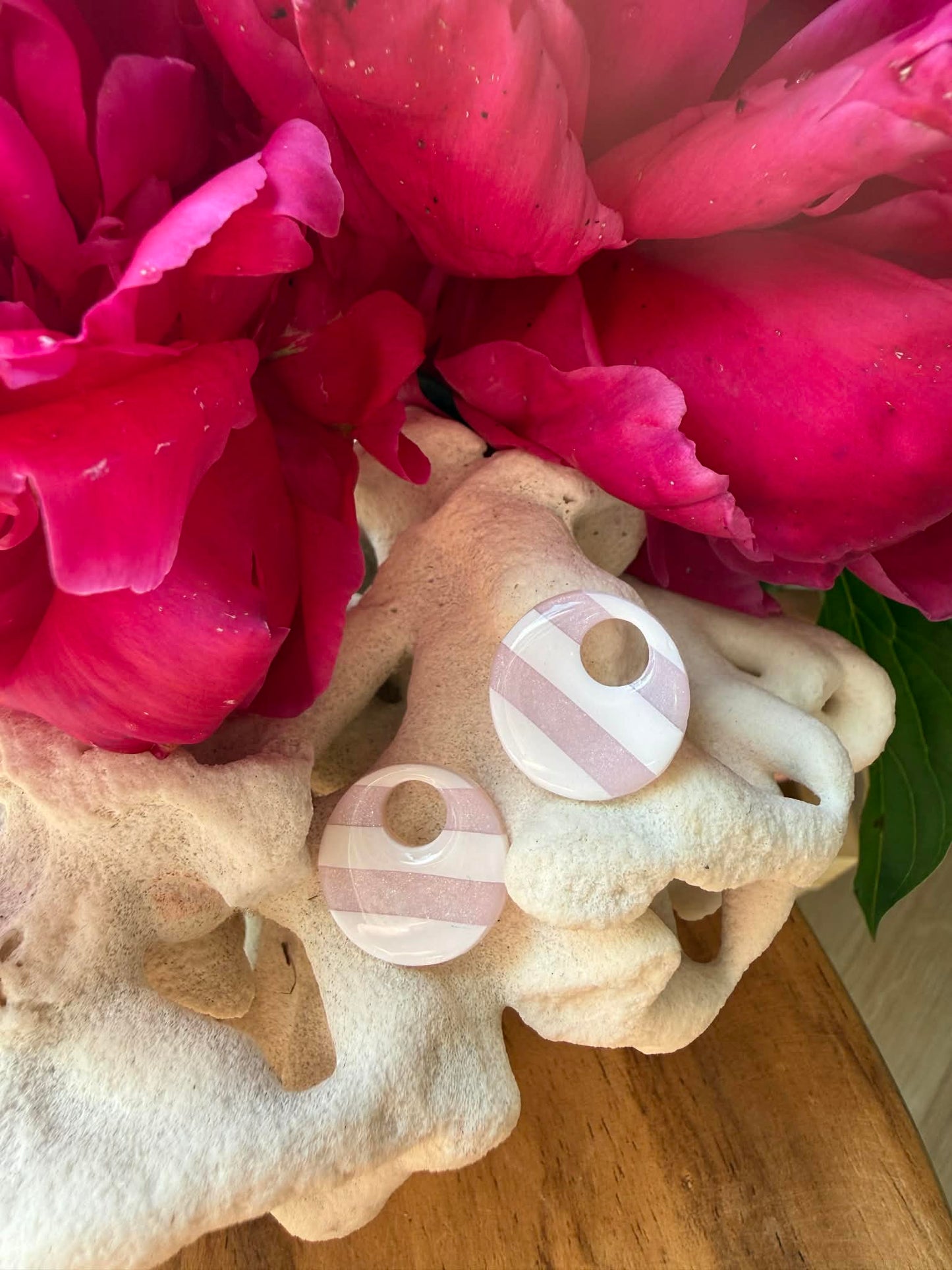 Pampilles "Eulalie" marinière blanc & quartz rose