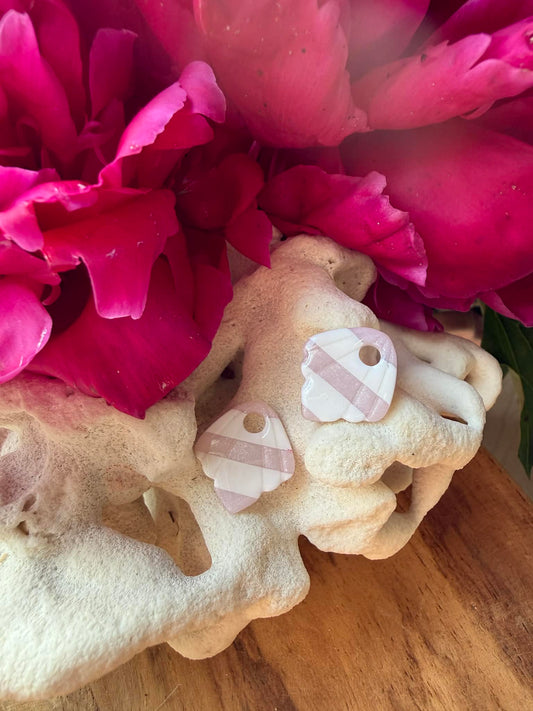 Mini Pampilles "Sofia" marinière blanc & quartz rose