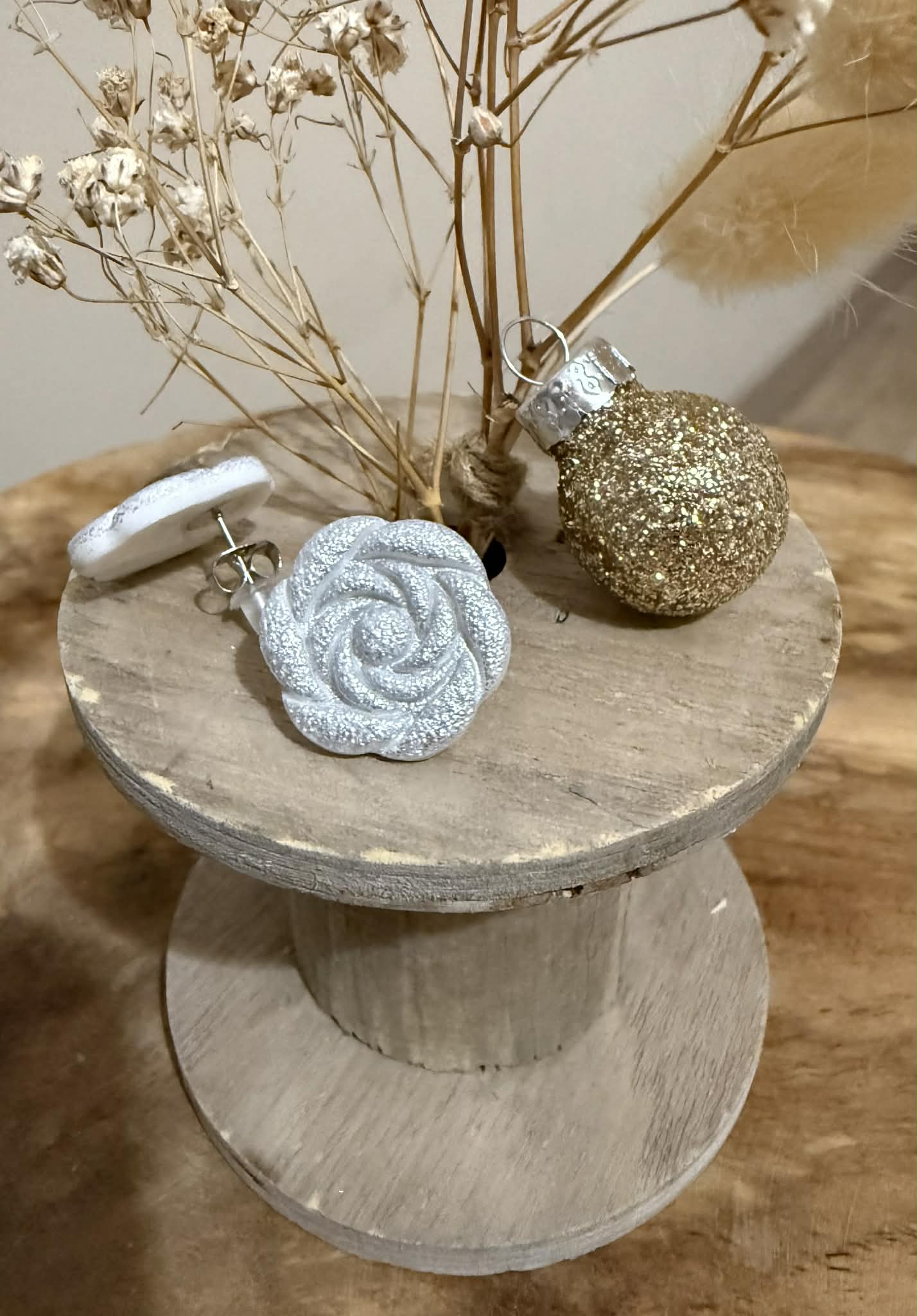 Puces d’oreilles «Rose»  – Or ou Argent
