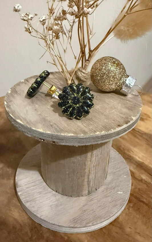 Puces d’oreilles « Laura » – Noires Or ou Argent