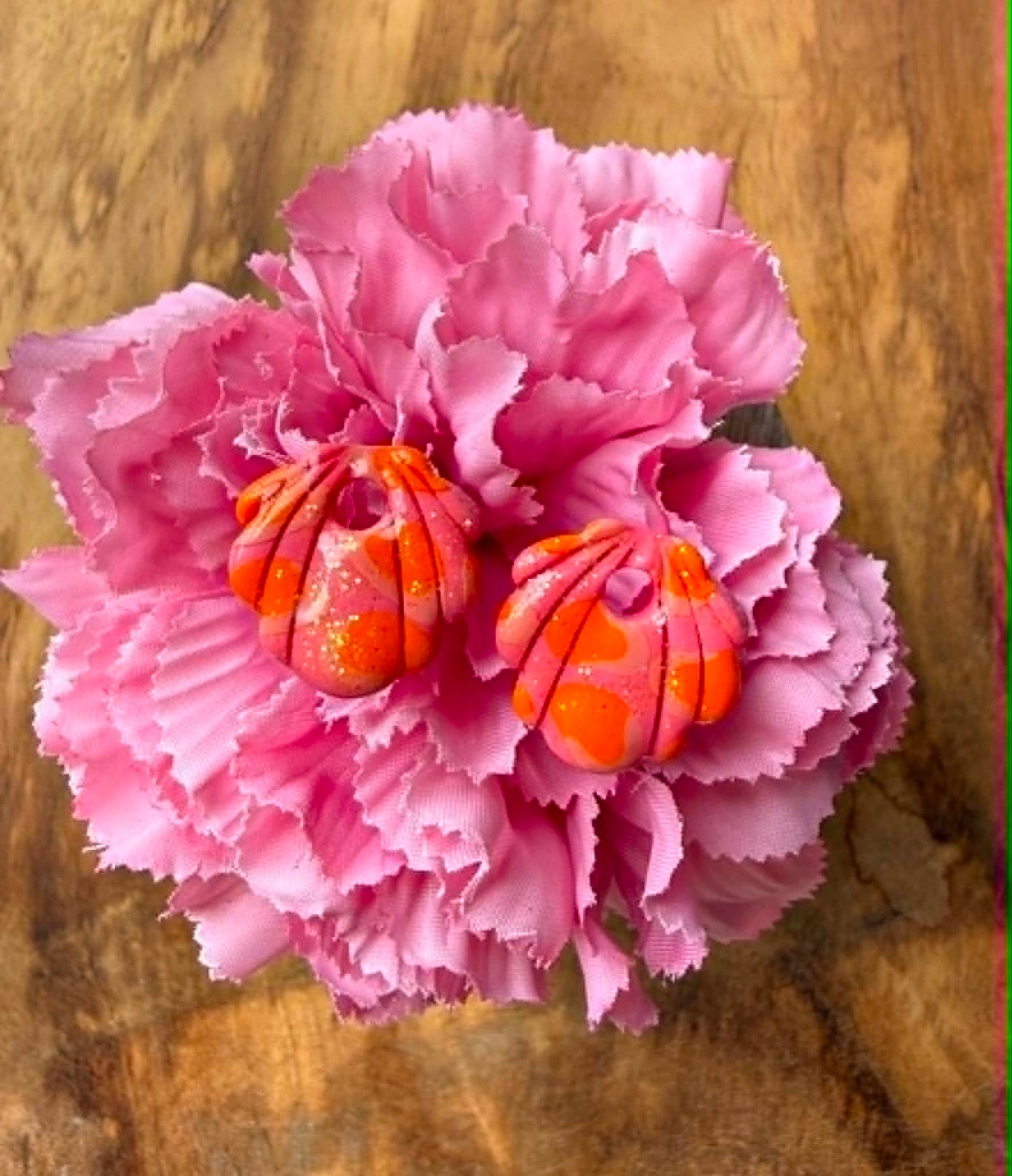 Pampilles "Julie" Rose Orange paillettées