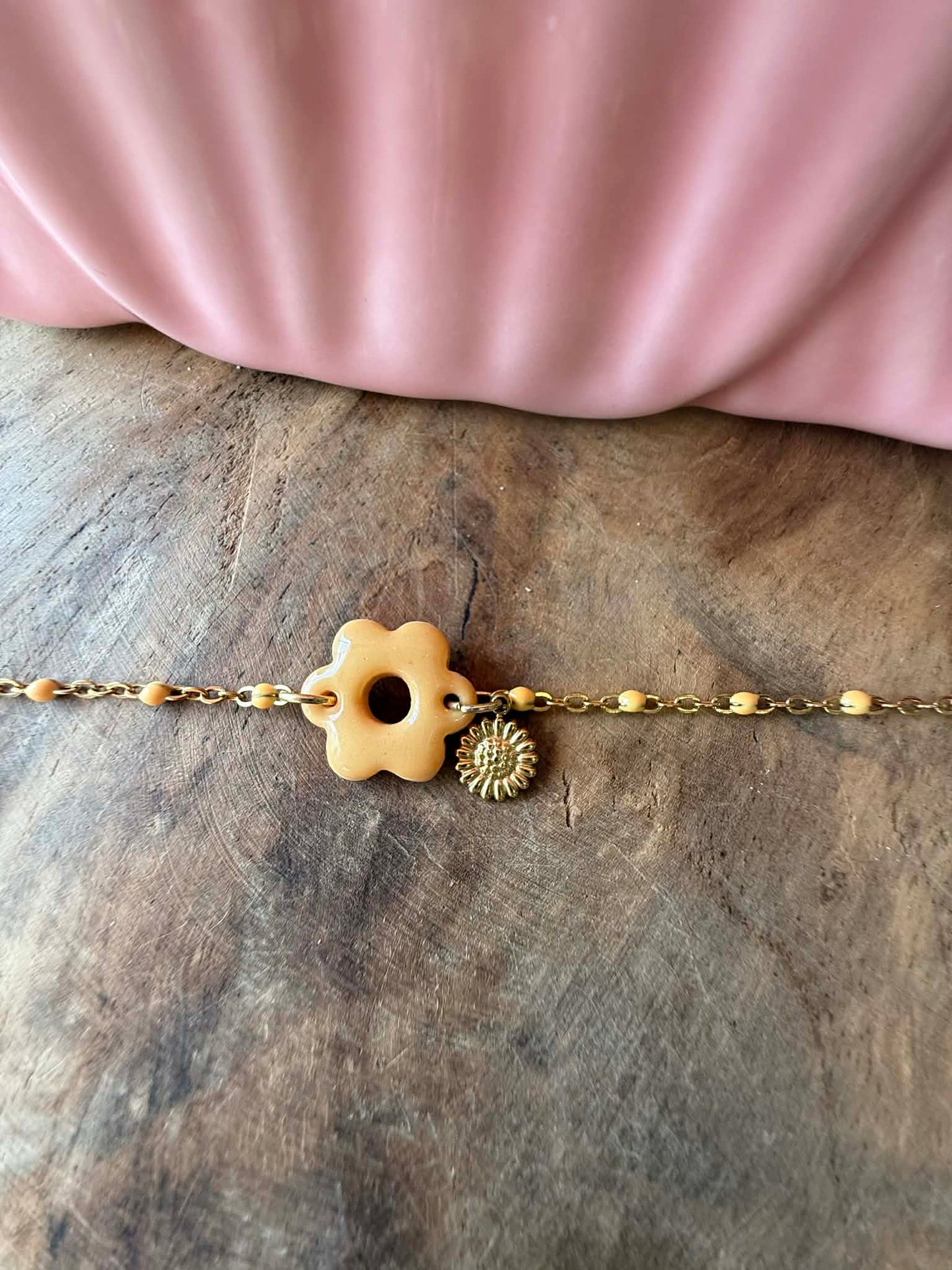 Bracelet "Lia" acier inoxydable & pampille pâte polymère - Faits Main