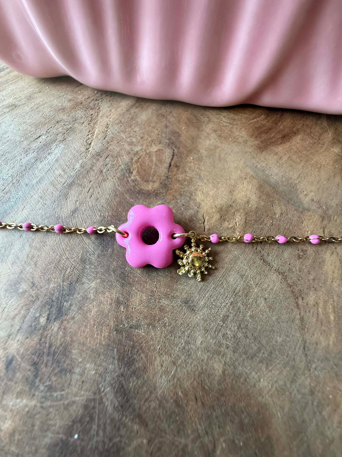 Bracelet "Lia" acier inoxydable & pampille pâte polymère - Faits Main