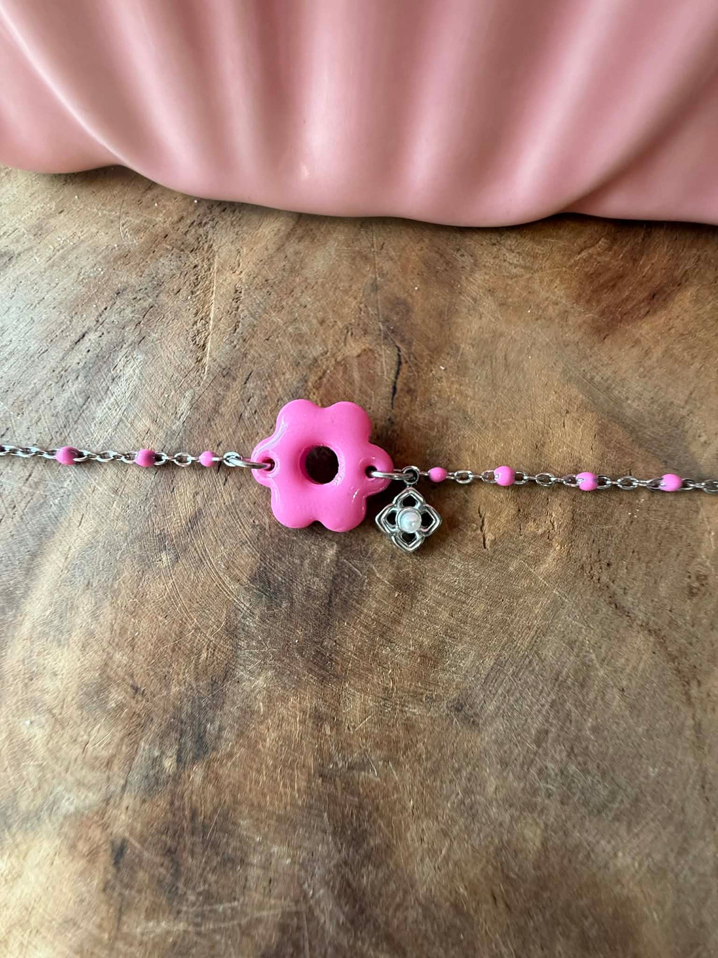 Bracelet "Lia" acier inoxydable & pampille pâte polymère - Faits Main