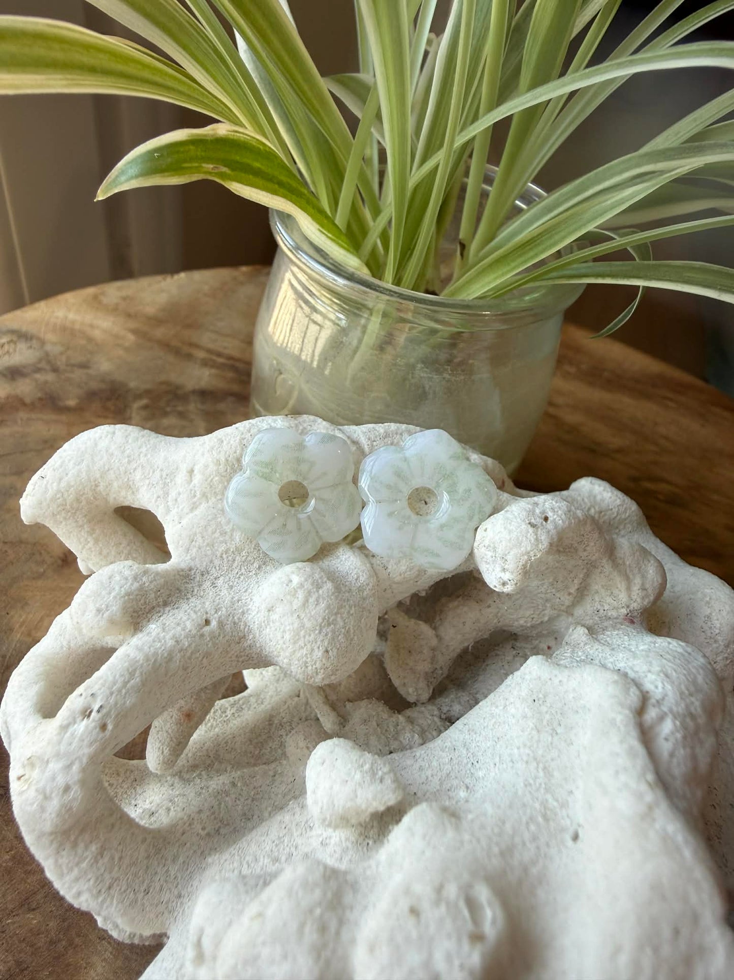 Pampille "Louisa" Cristal feuille verte