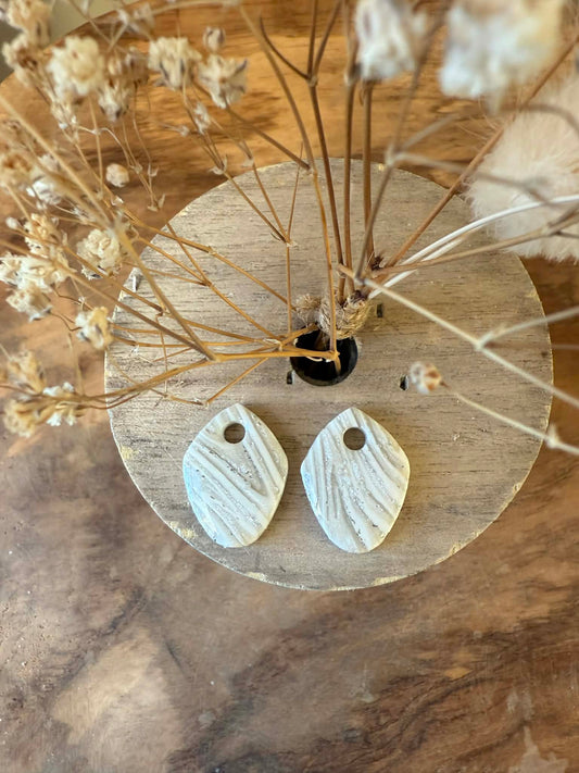 Pampilles "Amandine" marbré nacré blanc et feuille d'argent