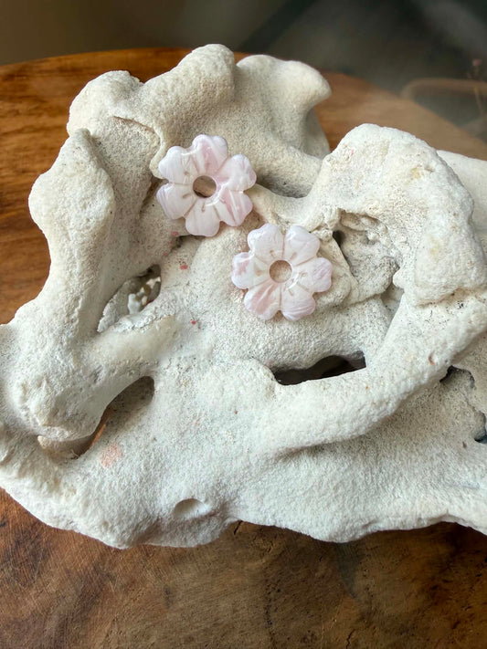 Mini Pampilles 'Iris" marbré blanc & quartz rose