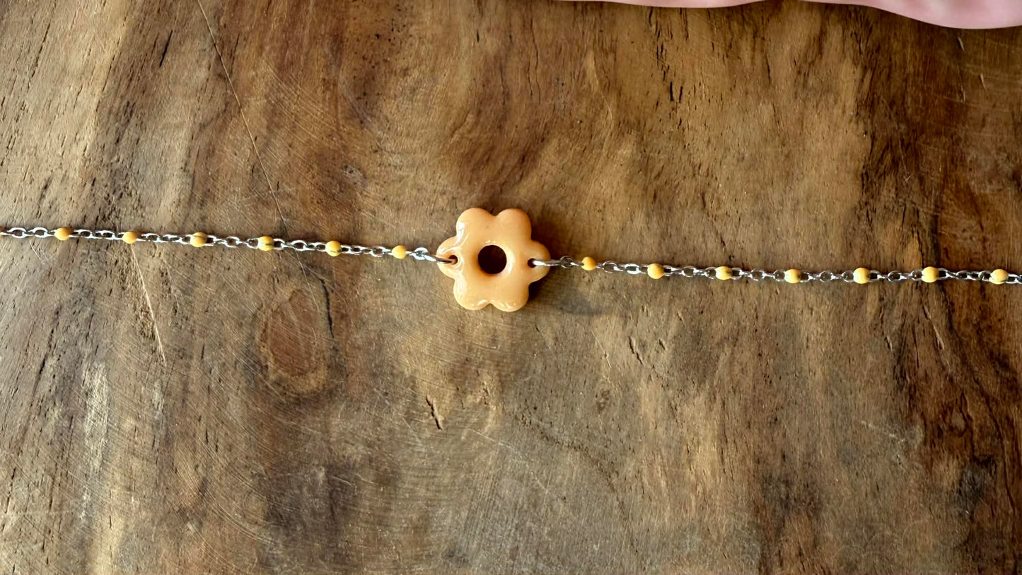 Bracelet "Lia" acier inoxydable & pampille pâte polymère - Faits Main