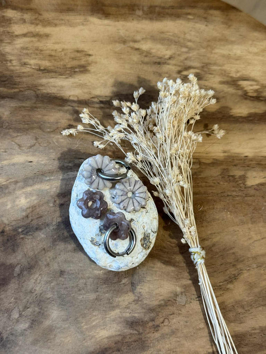 Coffret "Laura" Sahara & "Mini Romane" Gris cristal (créoles incluses)