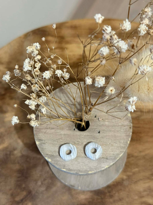 Pampilles "Isïa" marbré nacré blanc feuille argent