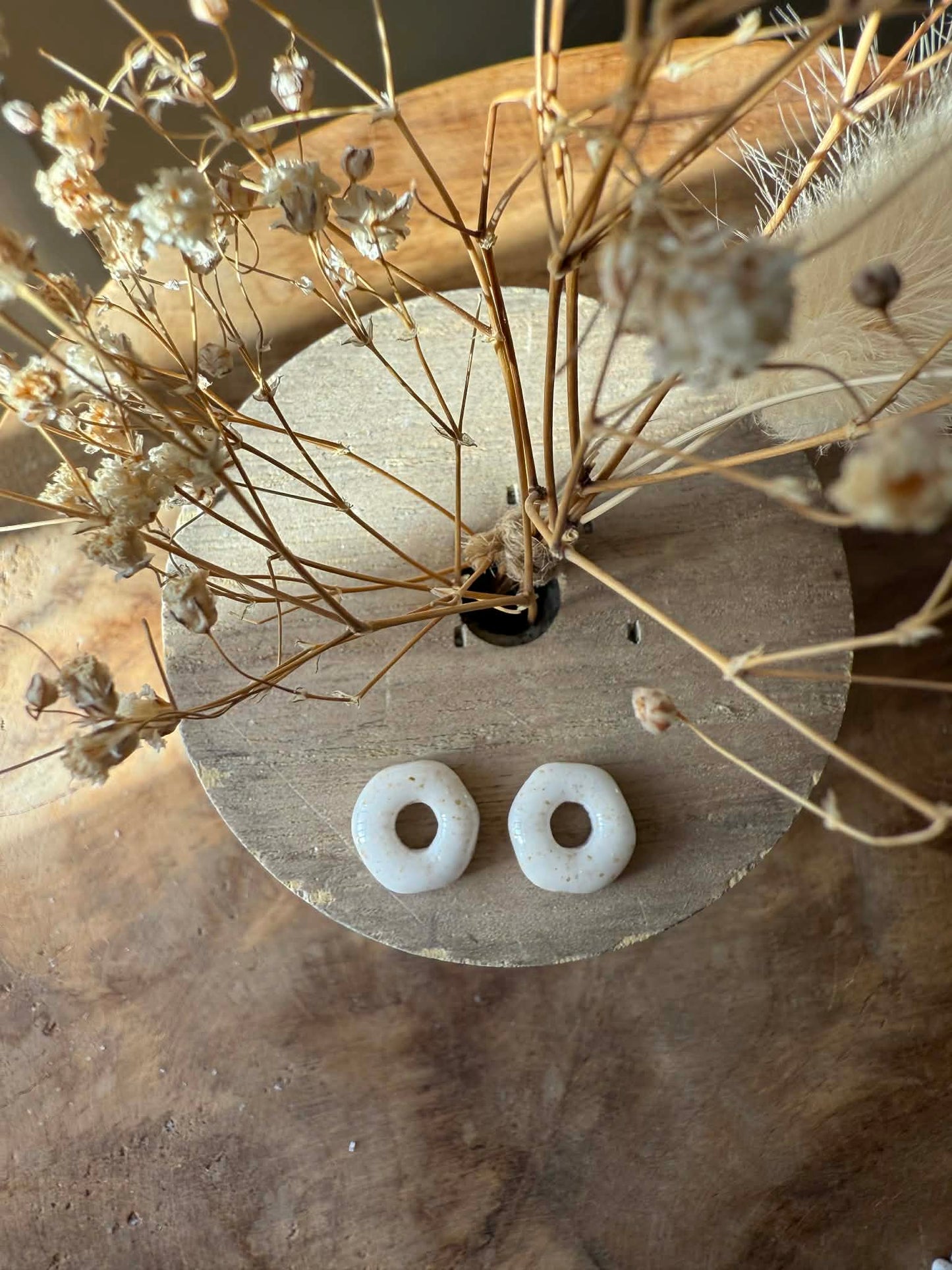 Pampilles "Isïa" marbré nacré blanc feuille or