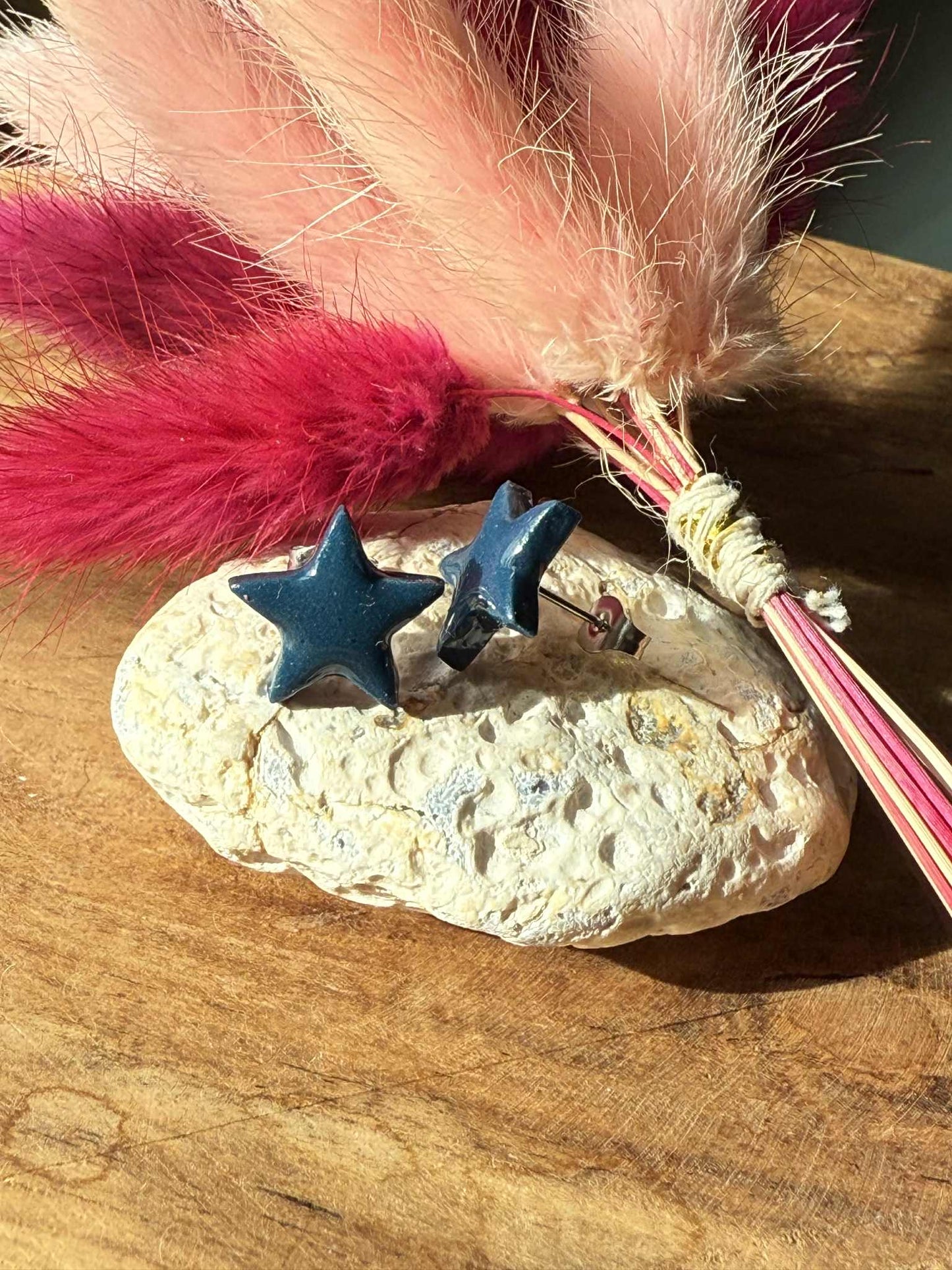 Puces d'oreilles Mini "Laureen" Bleu Canard