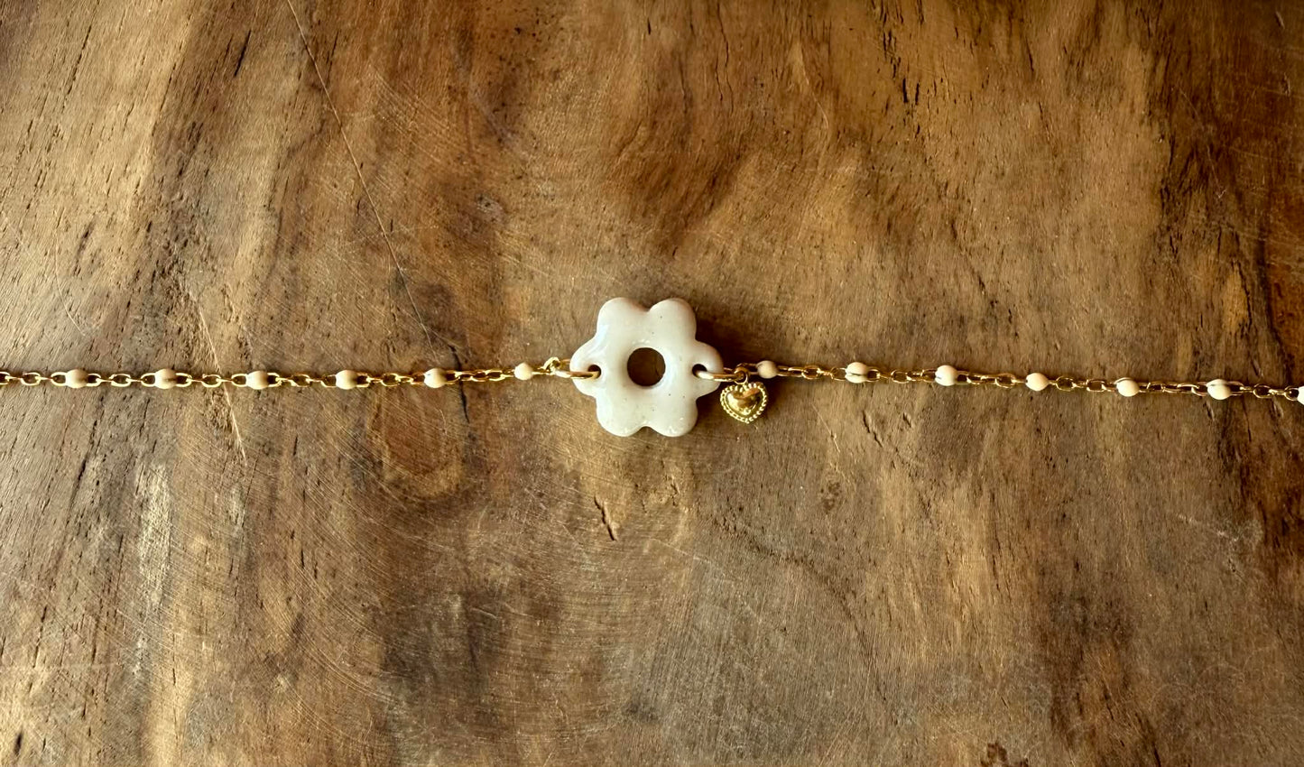 Bracelet "Lia" acier inoxydable & pampille pâte polymère - Faits Main