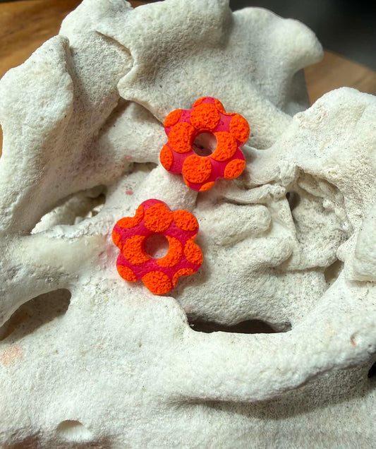 Mini pampilles "Romane"  pois orange texturé "mat"