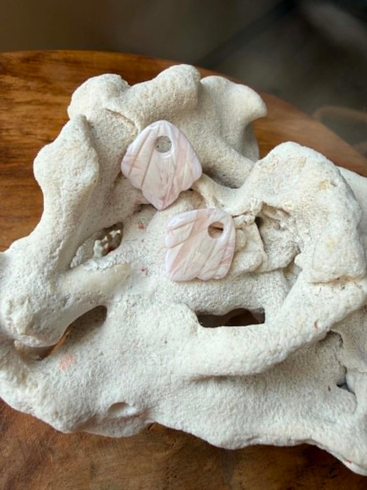 Mini Pampilles "Sofia" marbré blanc & quartz rose